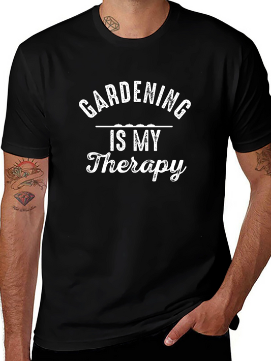 Gardening is My Therapy Black T-Shirt