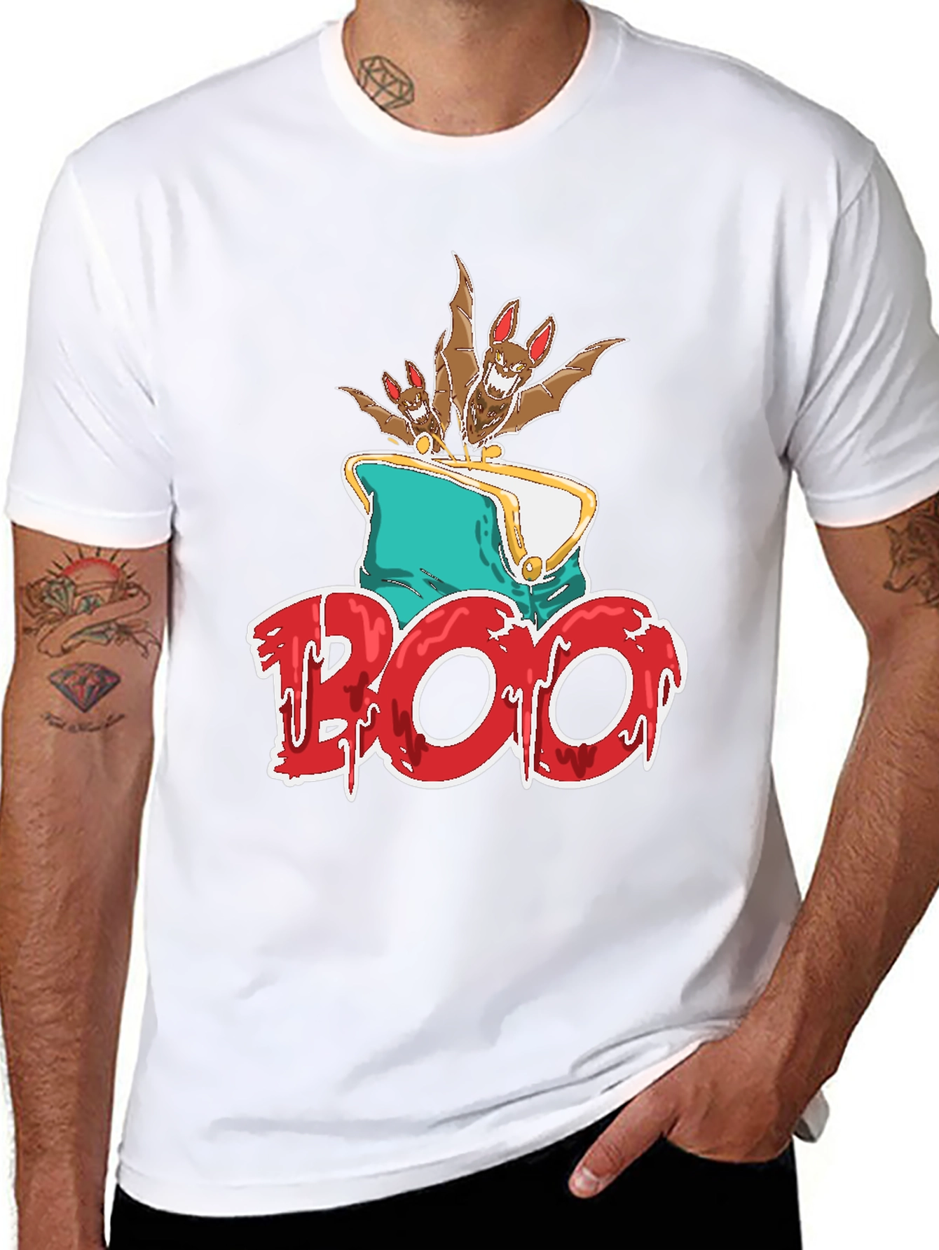 Boo Bats Graphic Tee Halloween Spooky Shirt