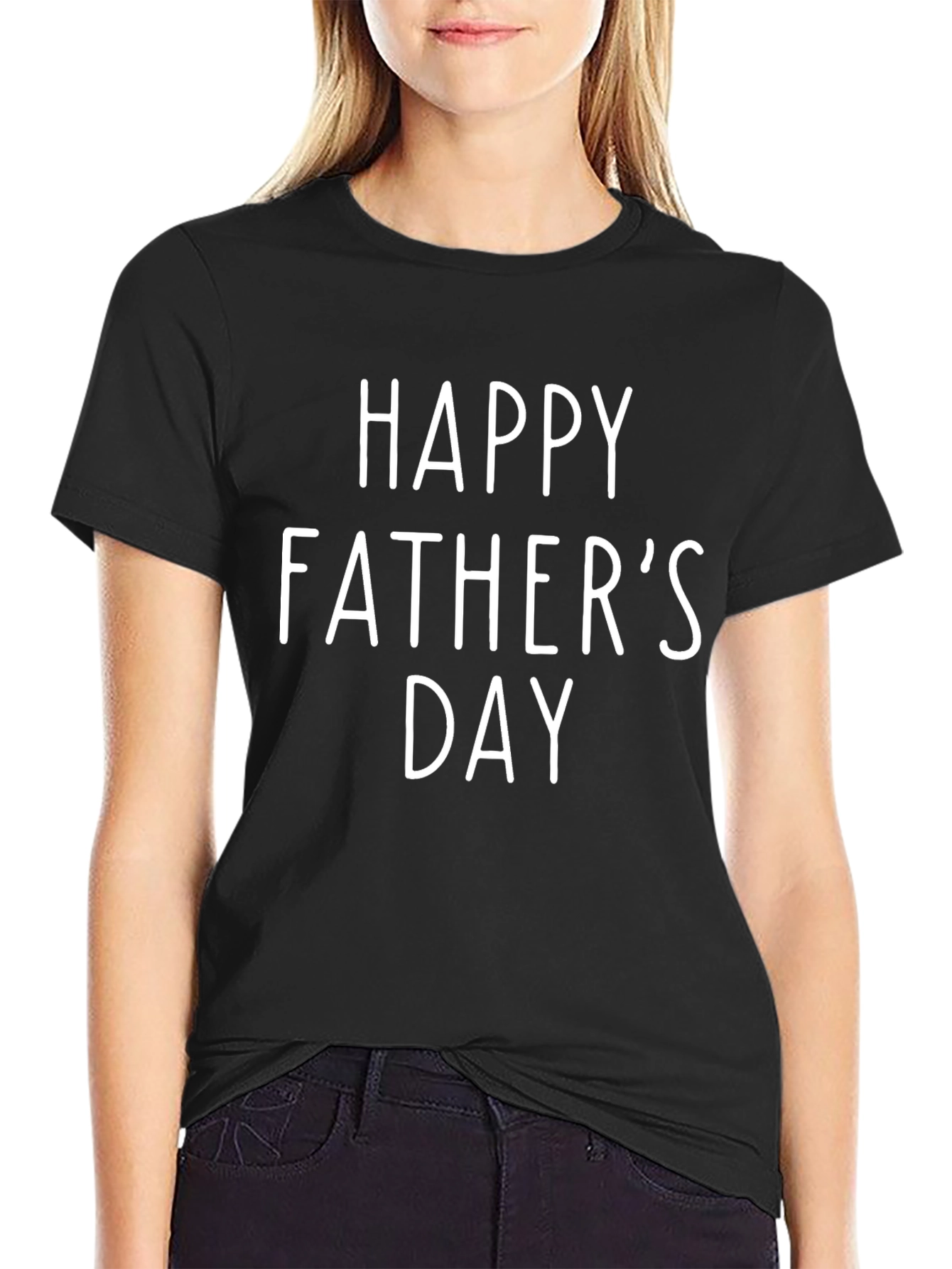 Happy Fathers Day T-Shirt - Black Cotton Tee