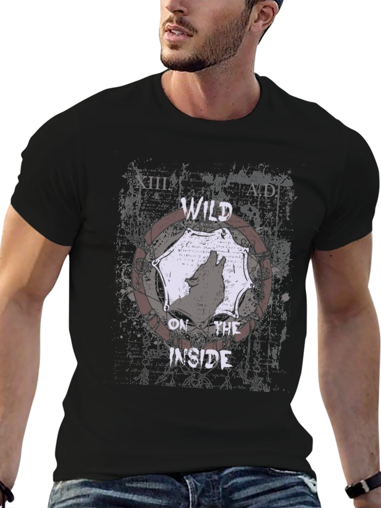 Wild Inside Mens Graphic Tee - Black