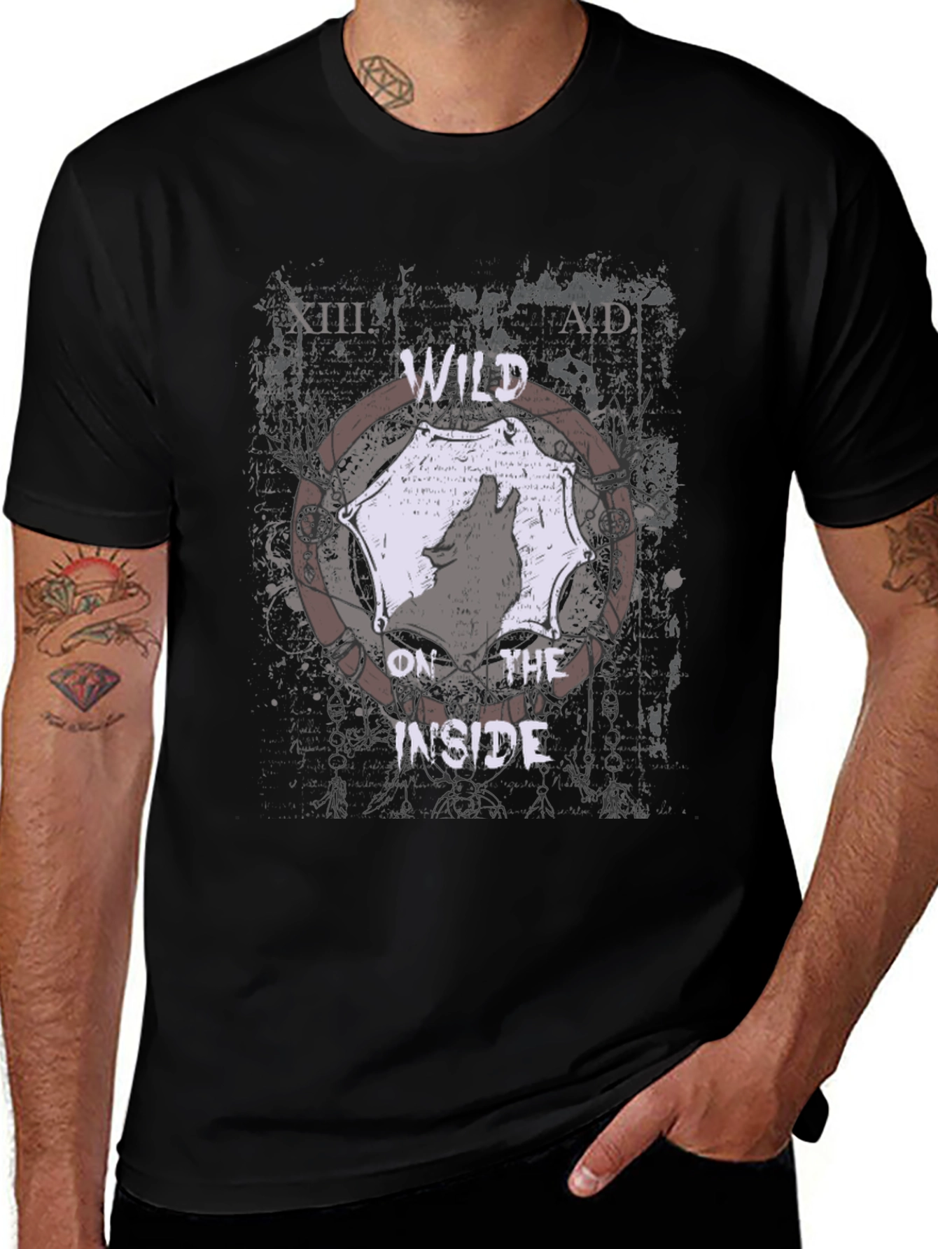 Wild Inside Mens Graphic Tee - Black