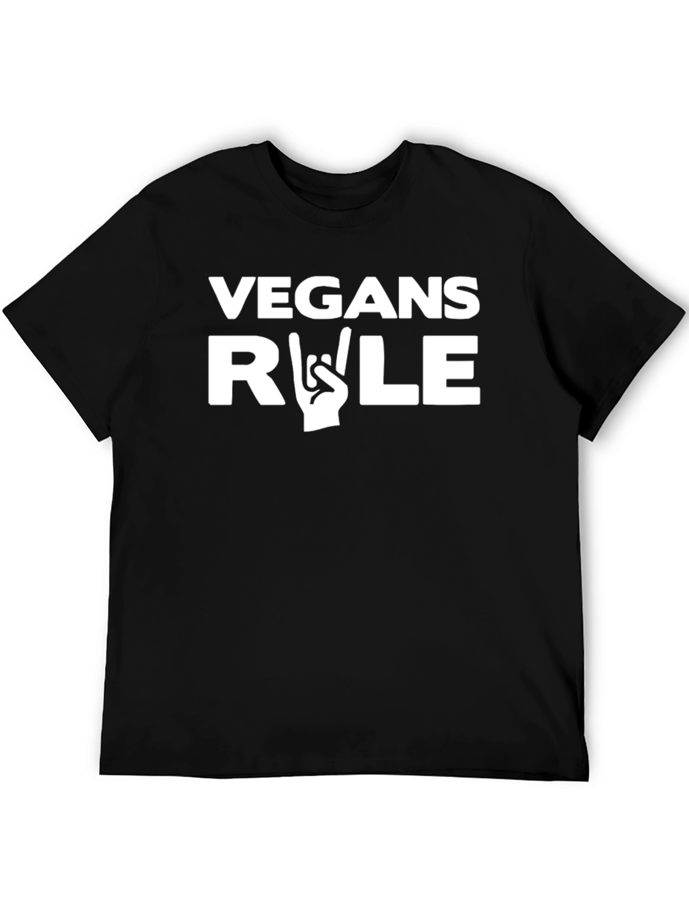 Vegans Rule Graphic T-Shirt - Black