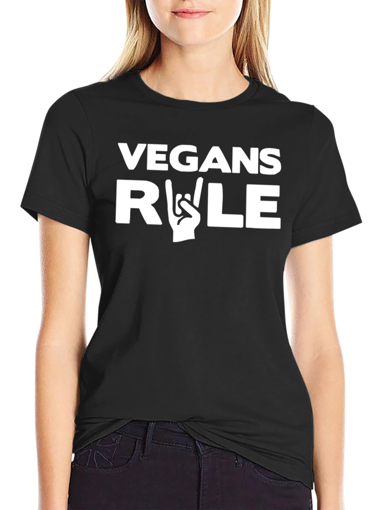 Vegans Rule Graphic T-Shirt - Black