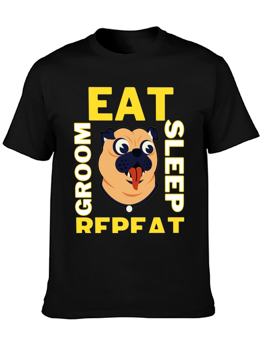Eat Groom Sleep Repeat Pug Graphic Tee