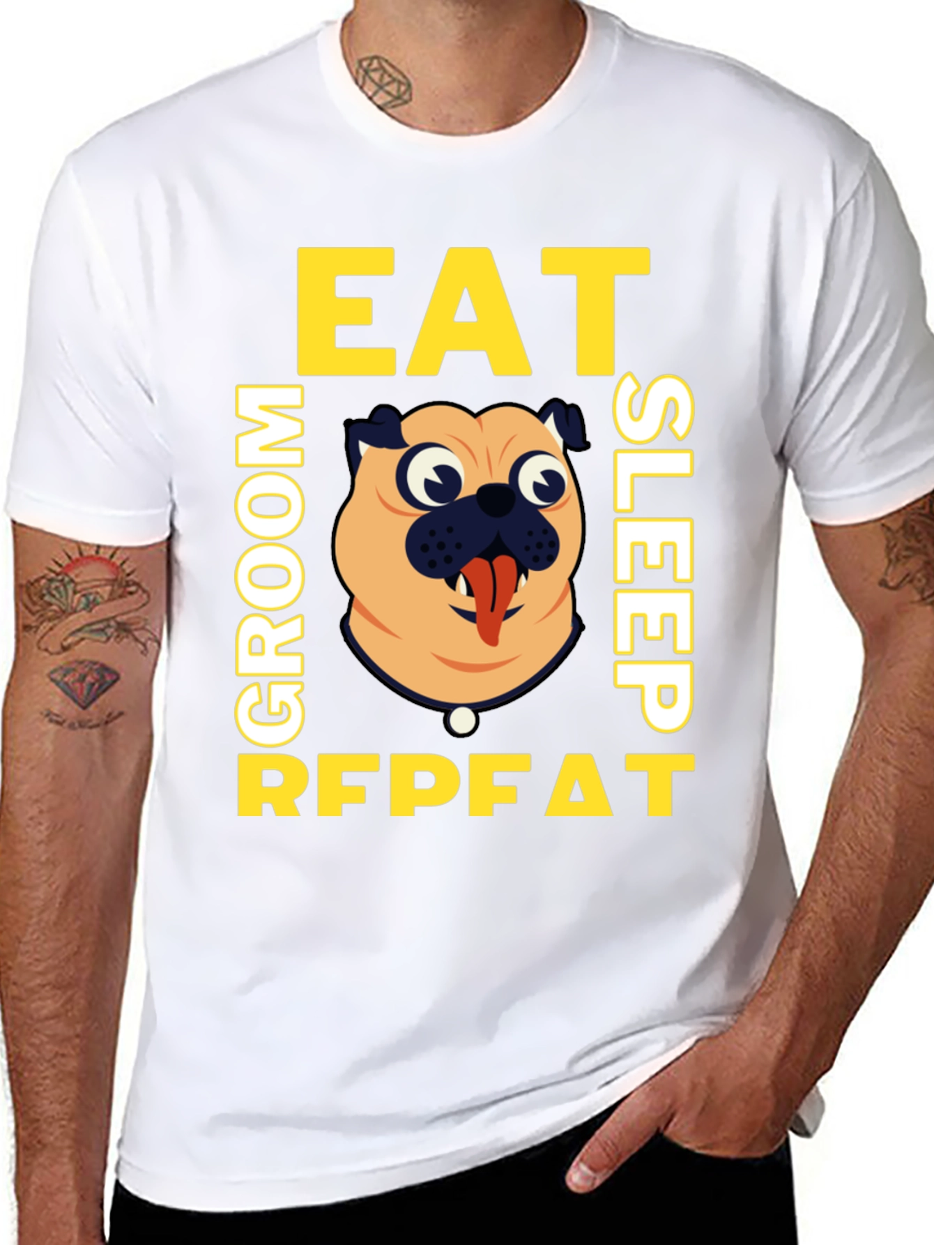 Eat Groom Sleep Repeat Pug Graphic Tee