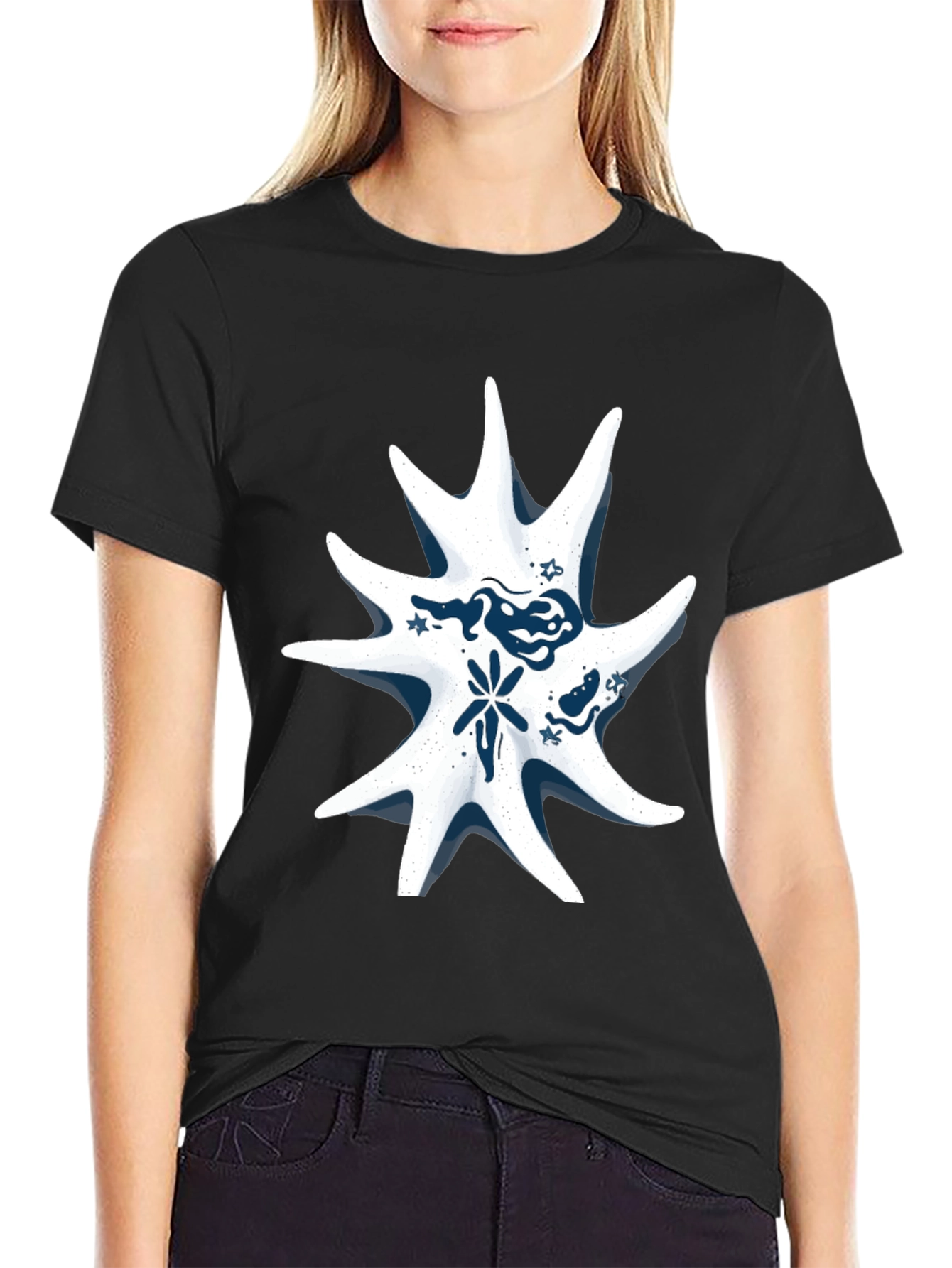 Abstract Star Graphic Tee - Stylish Black T-Shirt