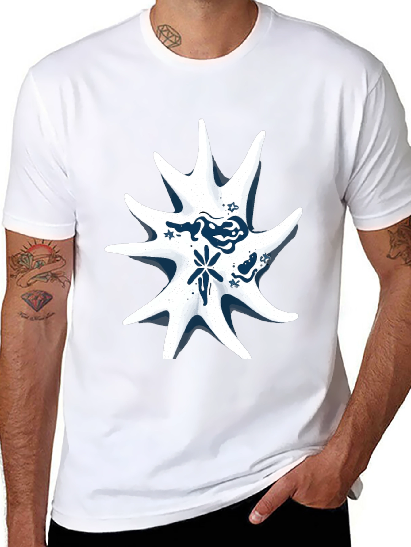 Abstract Star Graphic Tee - Stylish Black T-Shirt
