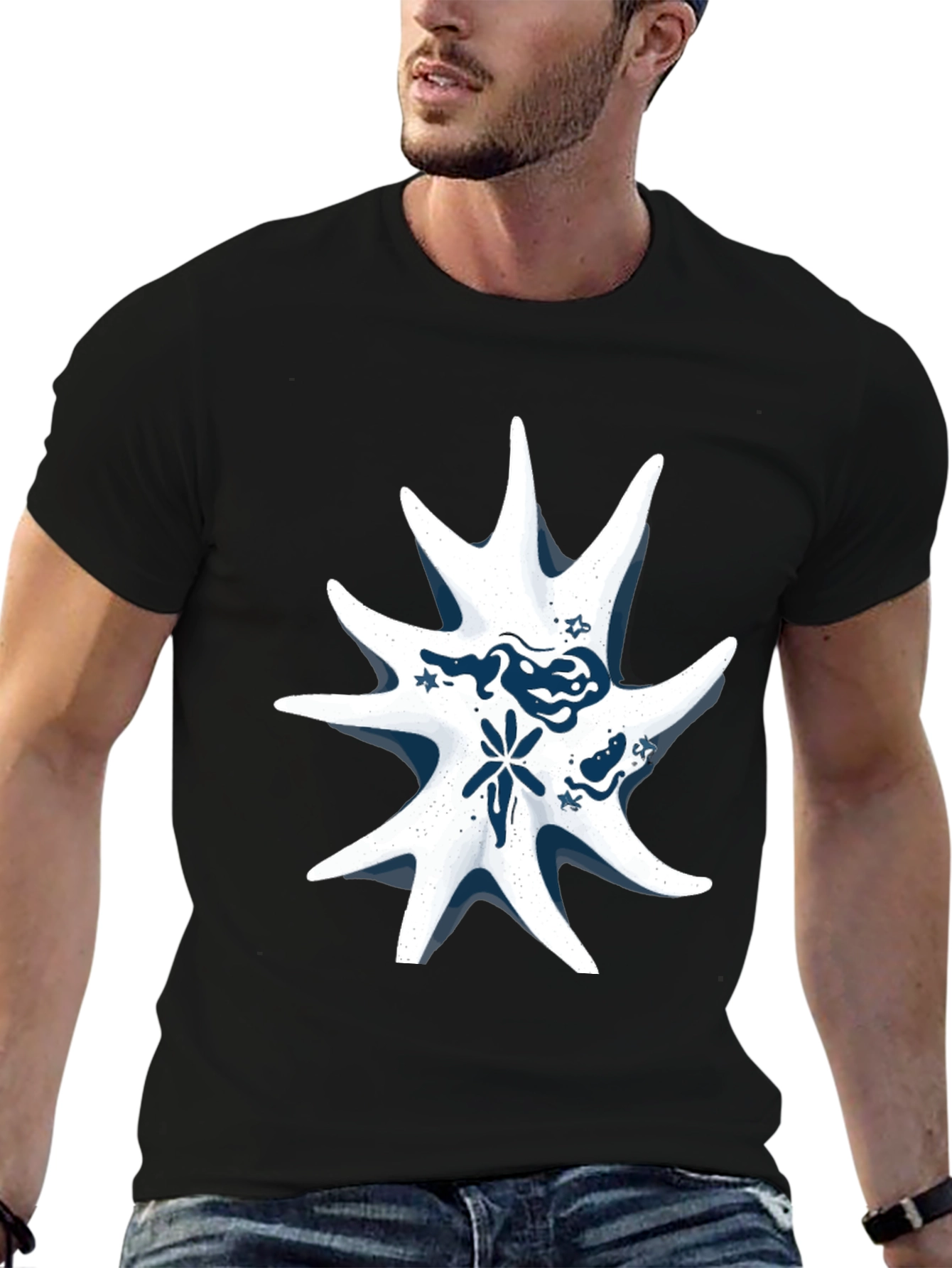 Abstract Star Graphic Tee - Stylish Black T-Shirt