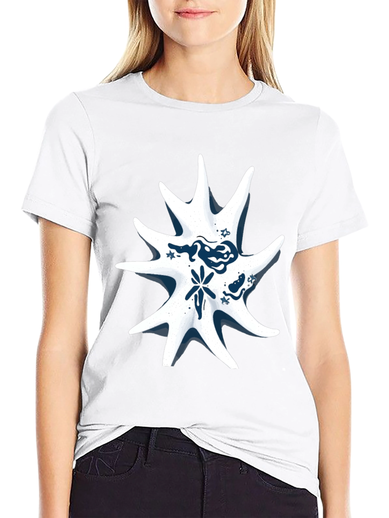 Abstract Star Graphic Tee - Stylish Black T-Shirt