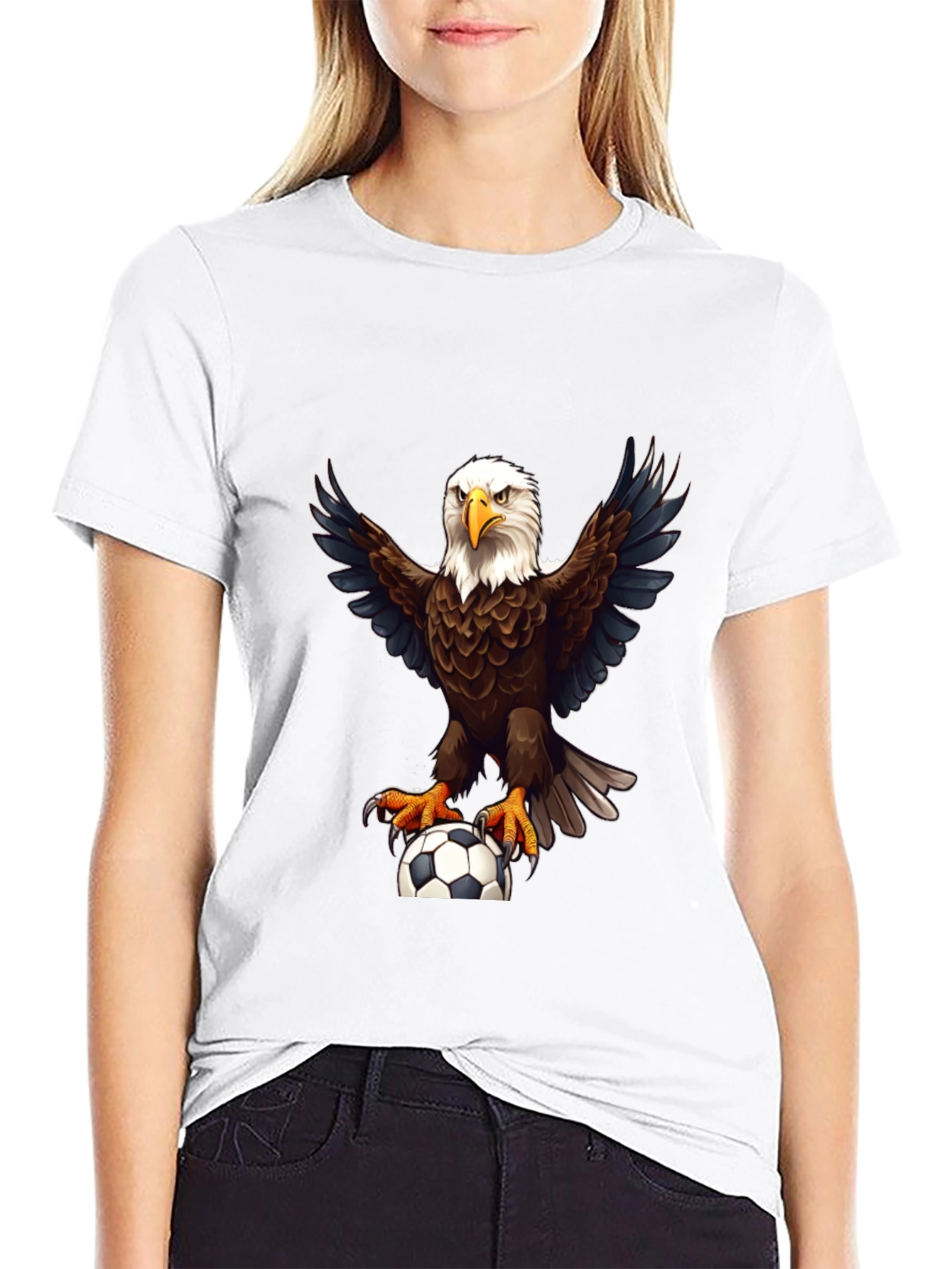 Eagle Soccer Graphic Tee - Black Cotton Shirt