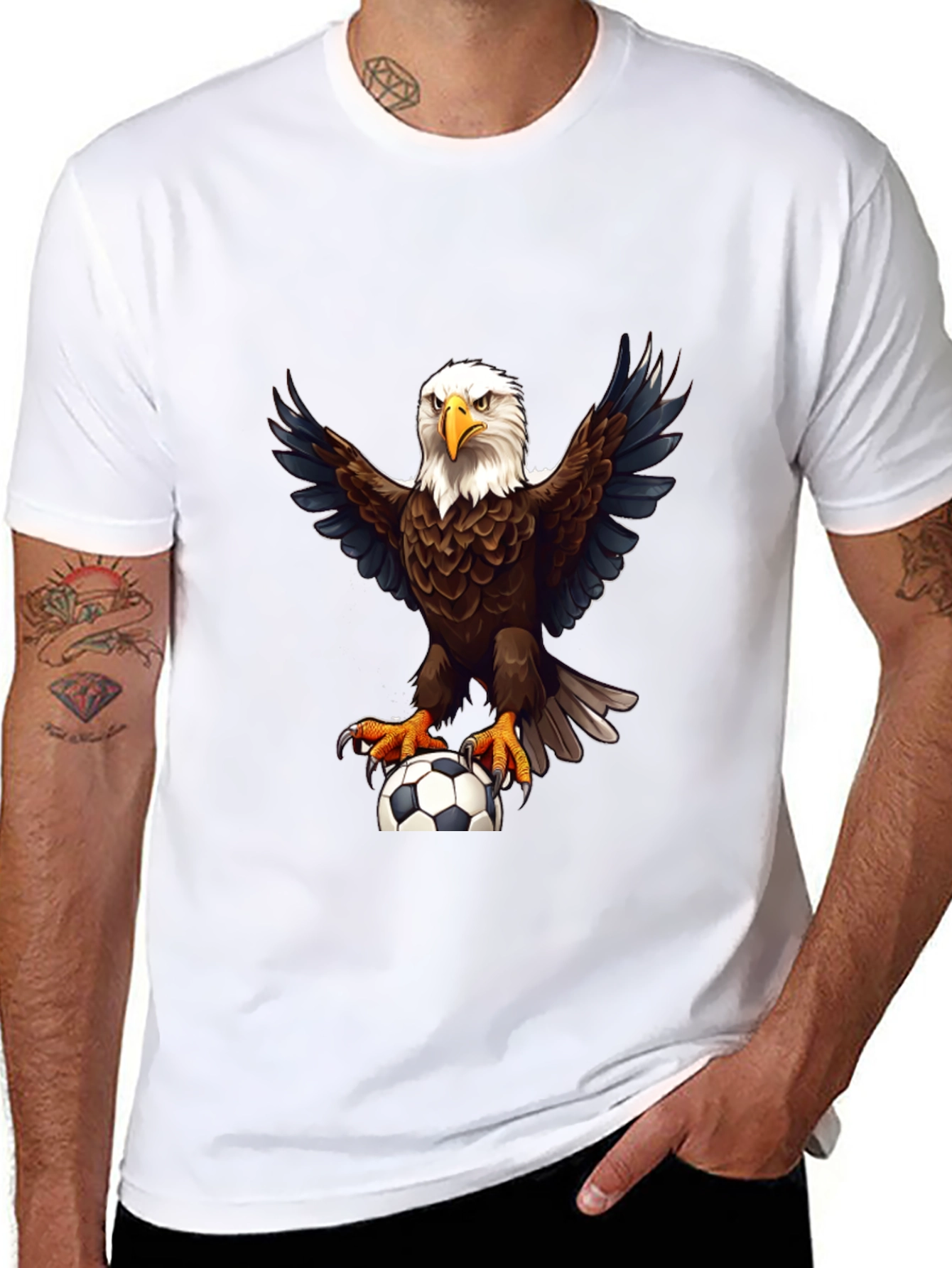 Eagle Soccer Graphic Tee - Black Cotton Shirt