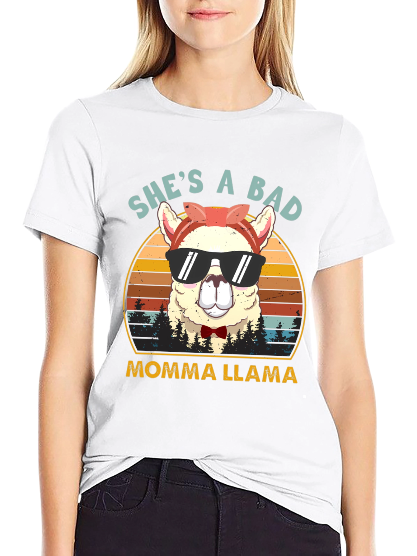 Shes a Bad Momma Llama Graphic T-Shirt