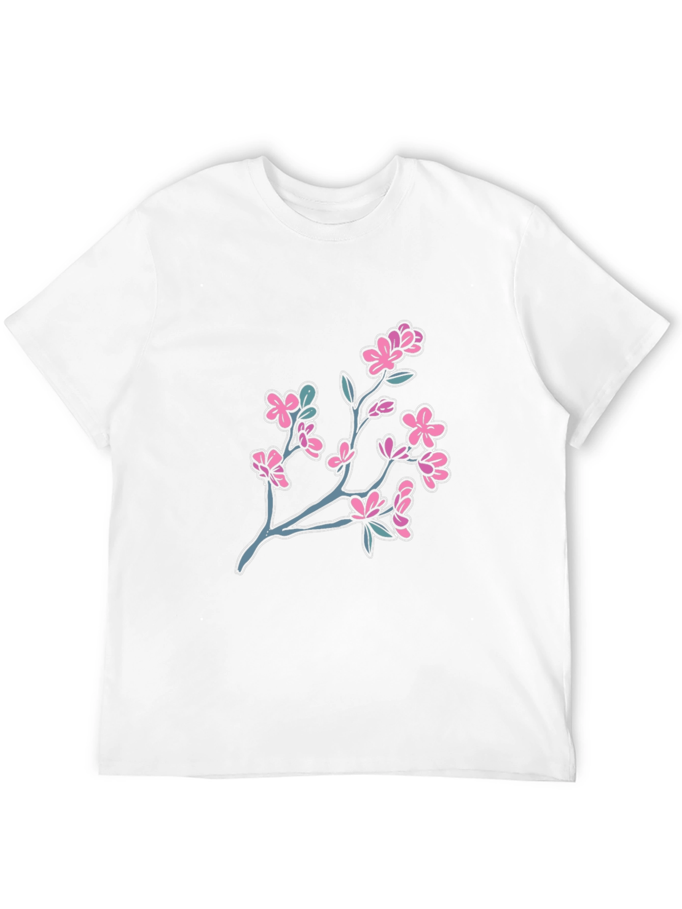 Cherry Blossom Graphic Tee - Black Cotton T-Shirt