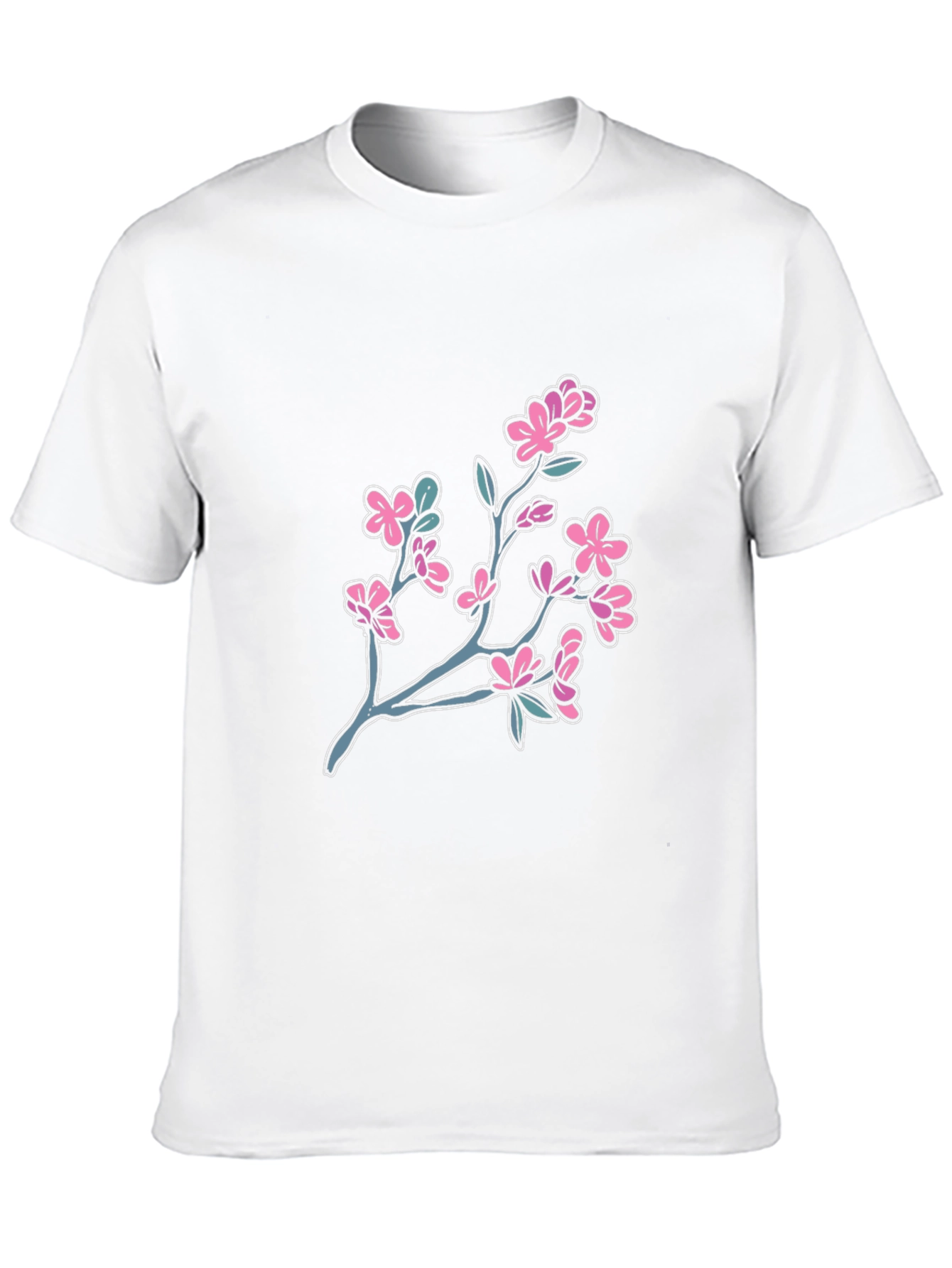 Cherry Blossom Graphic Tee - Black Cotton T-Shirt