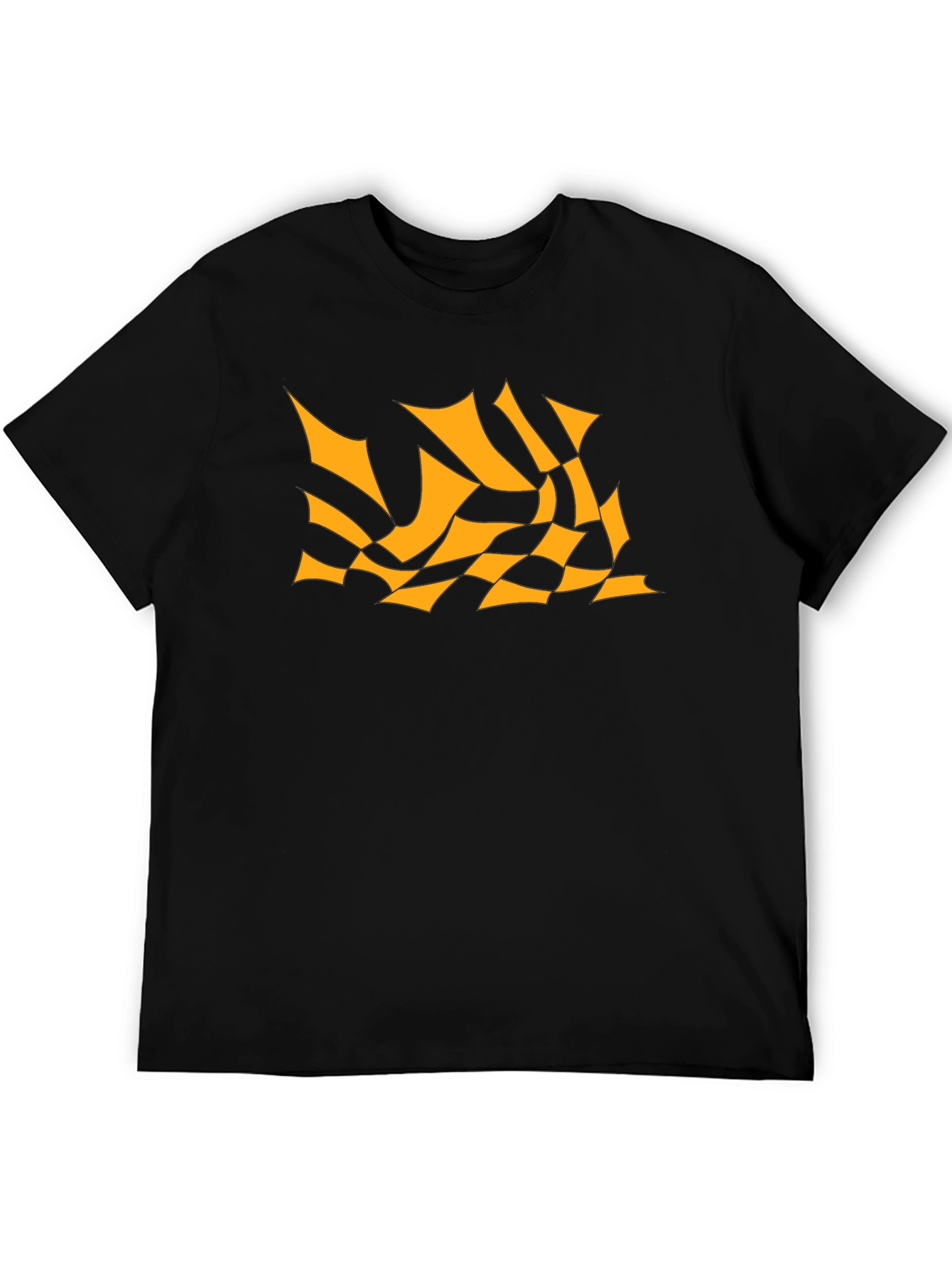 Mens Black Tee with Abstract Orange Design
