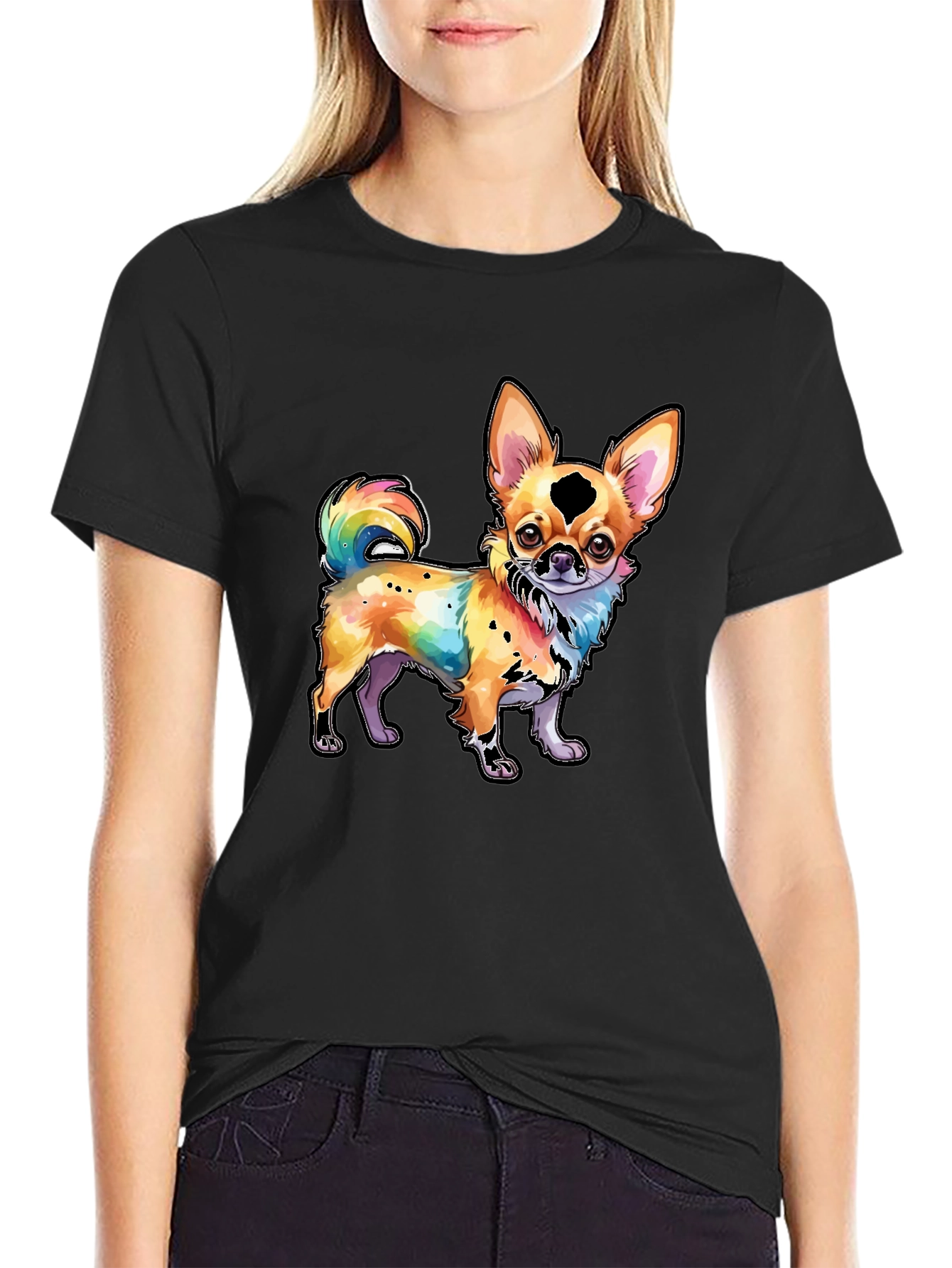 Rainbow Chihuahua Graphic Tee - Stylish Dog Lover Shirt