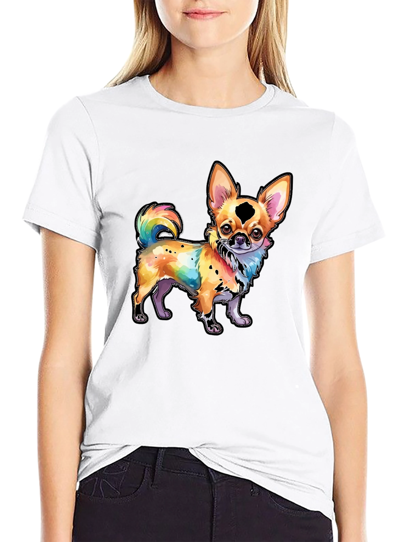 Rainbow Chihuahua Graphic Tee - Stylish Dog Lover Shirt