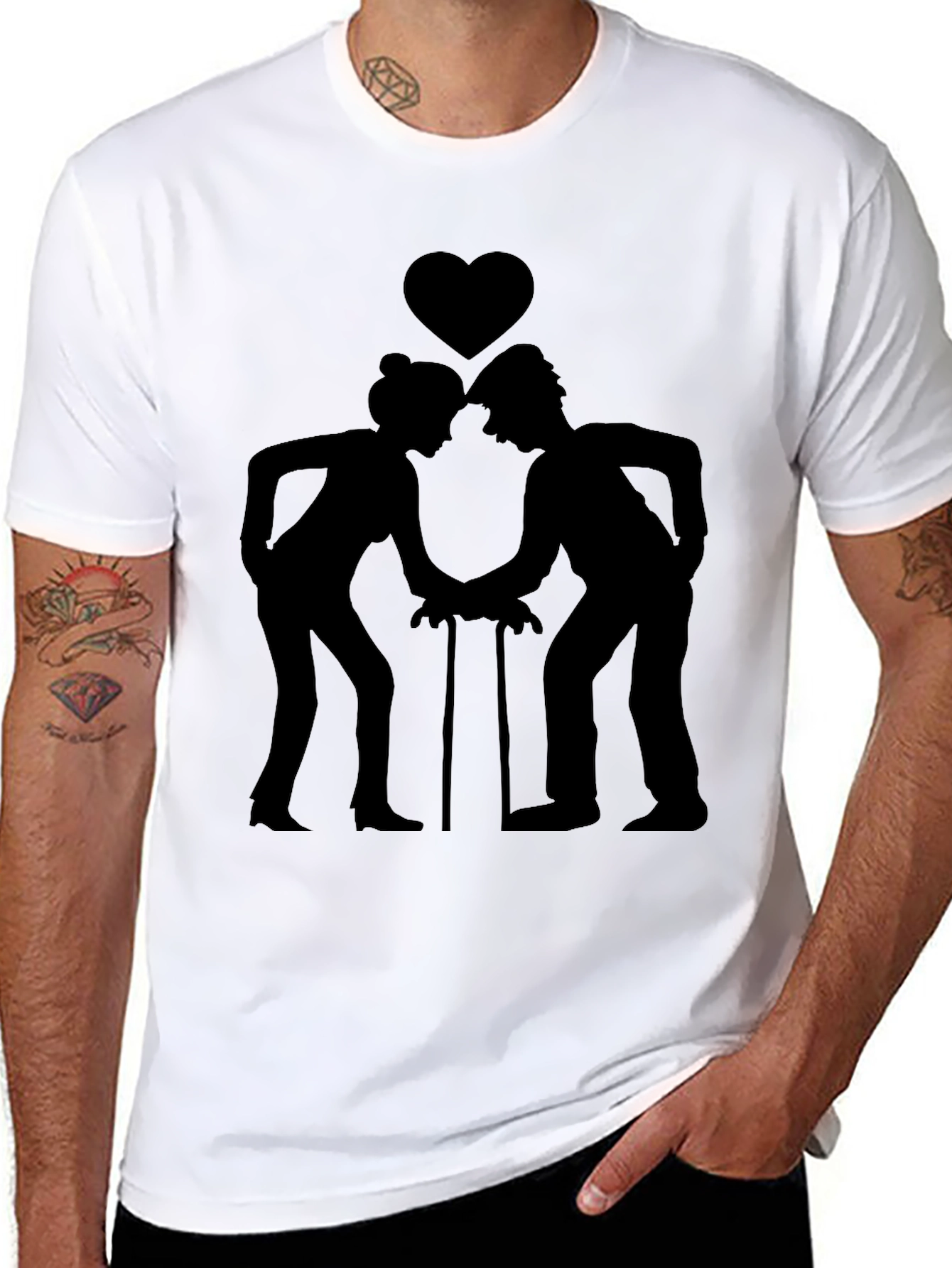 Silhouette Couple Heart T-Shirt - Unique Design
