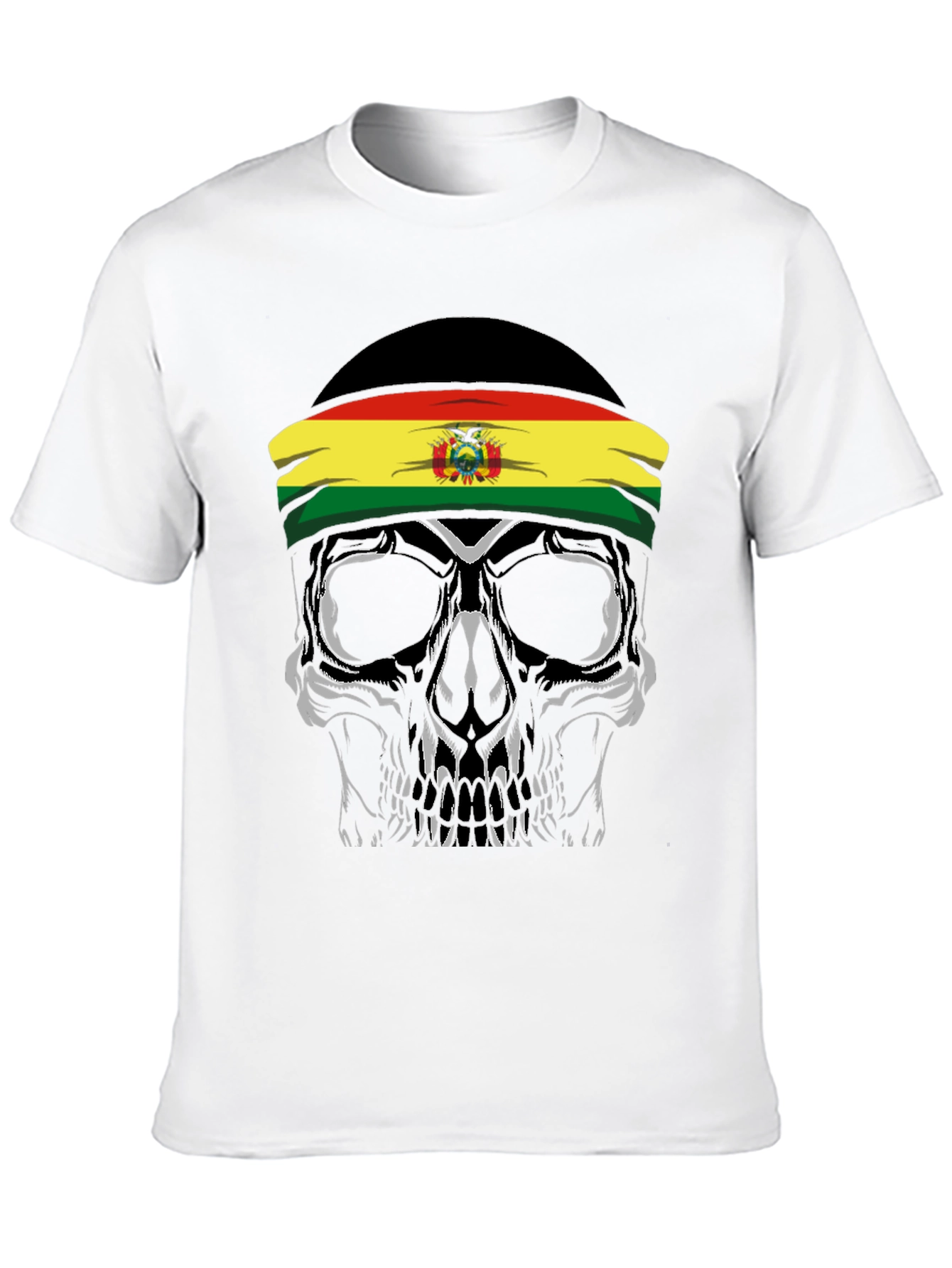 Skull with Bolivian Flag Headband T-Shirt