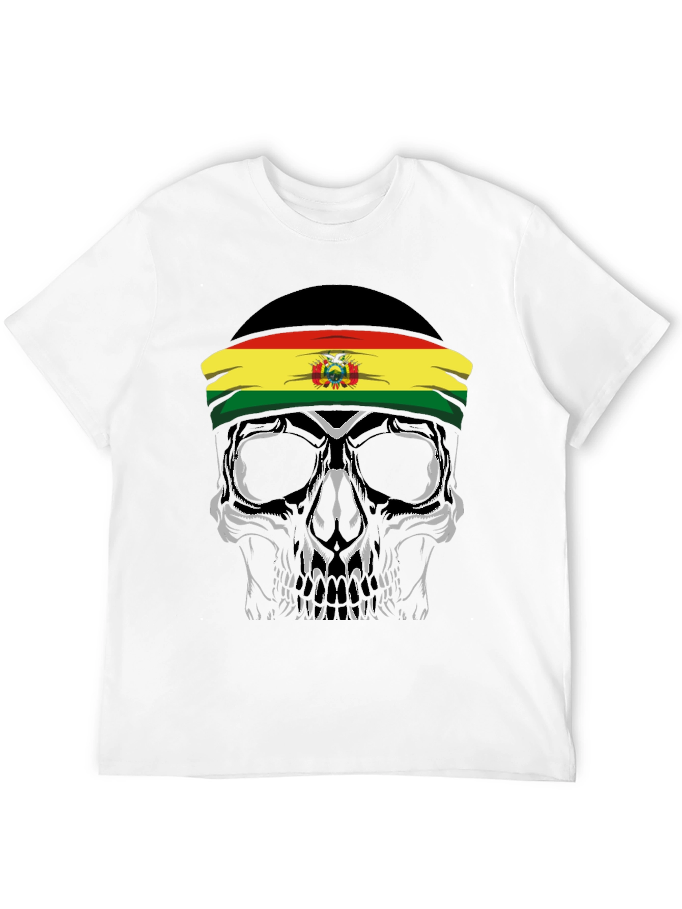 Skull with Bolivian Flag Headband T-Shirt