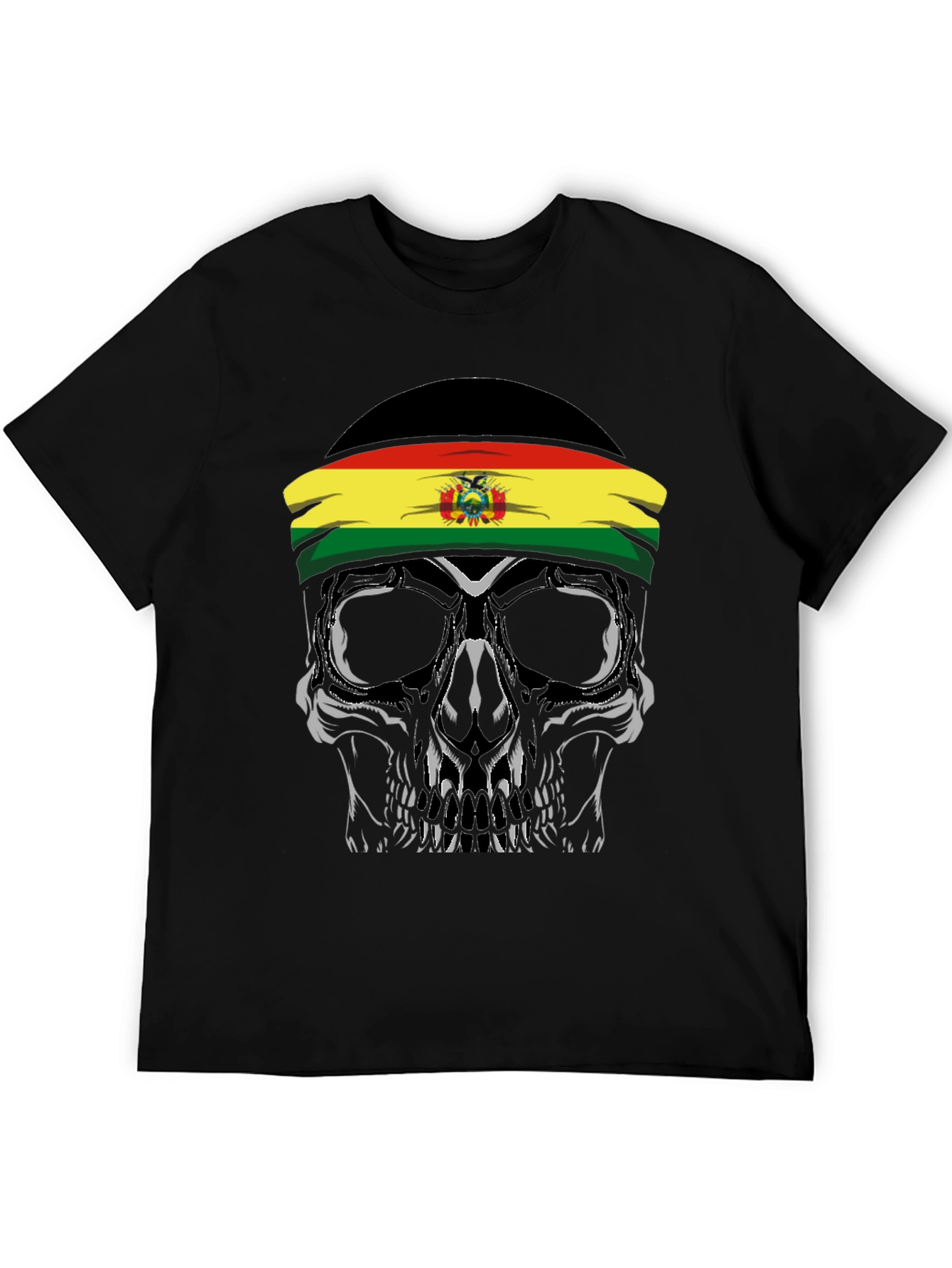 Skull with Bolivian Flag Headband T-Shirt