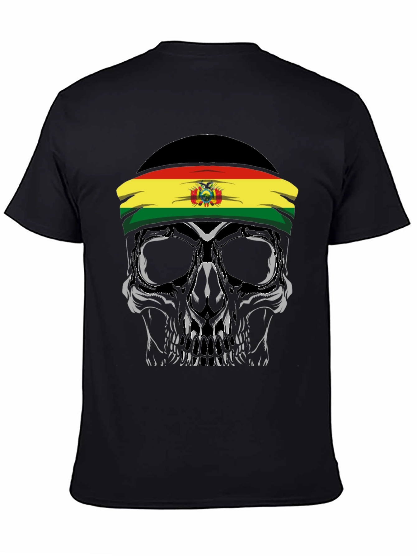 Skull with Bolivian Flag Headband T-Shirt