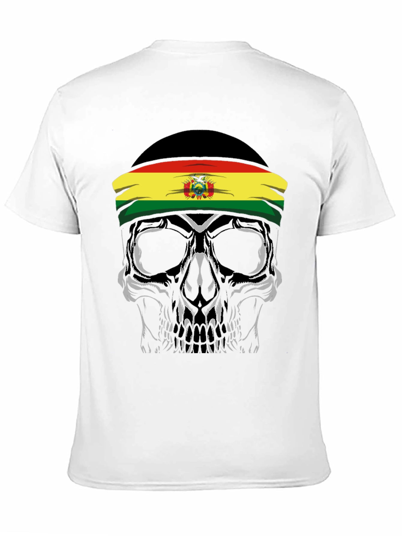 Skull with Bolivian Flag Headband T-Shirt