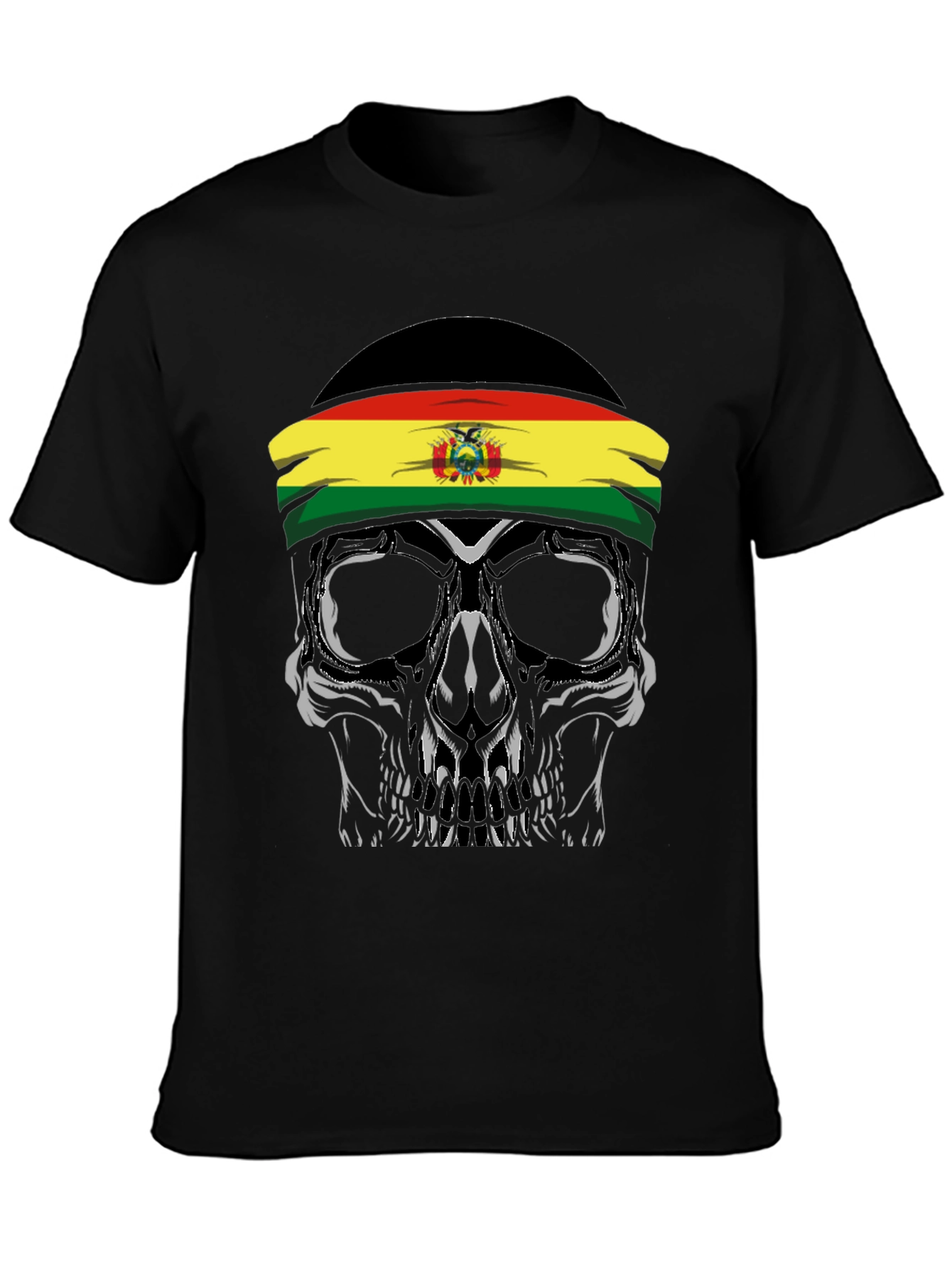 Skull with Bolivian Flag Headband T-Shirt