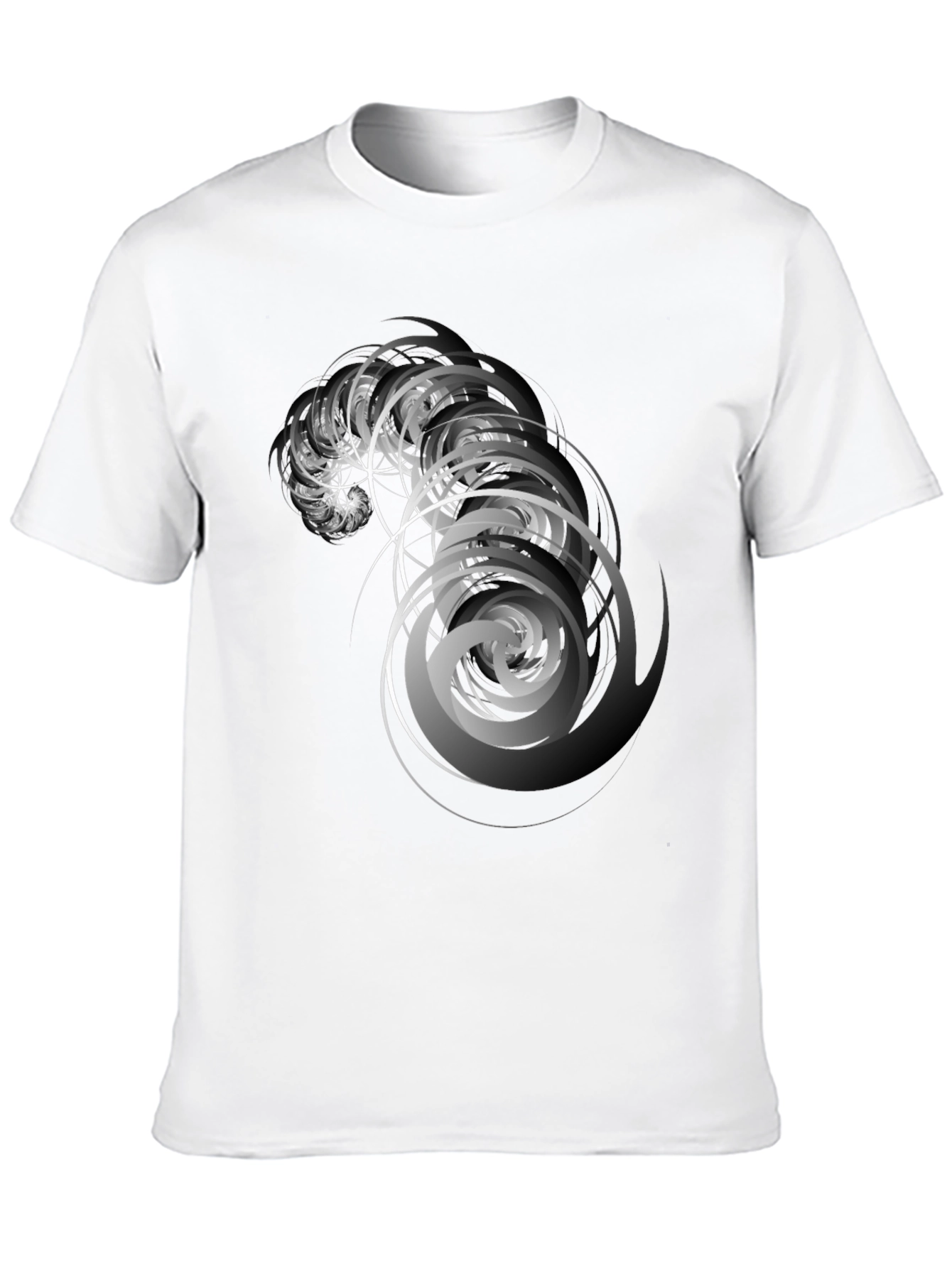 Abstract Spiral Graphic Tee - Stylish Mens Black T-Shirt
