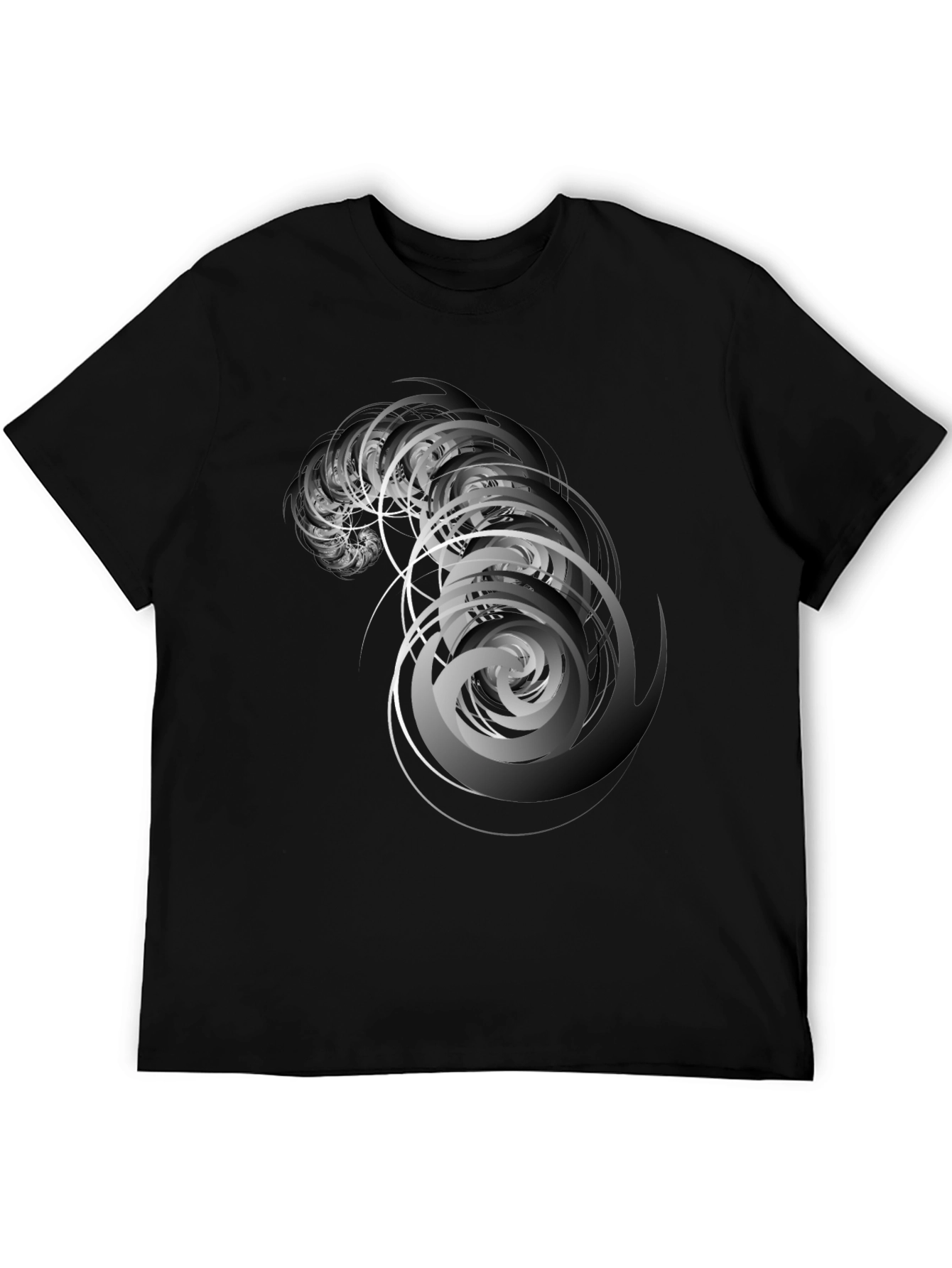 Abstract Spiral Graphic Tee - Stylish Mens Black T-Shirt