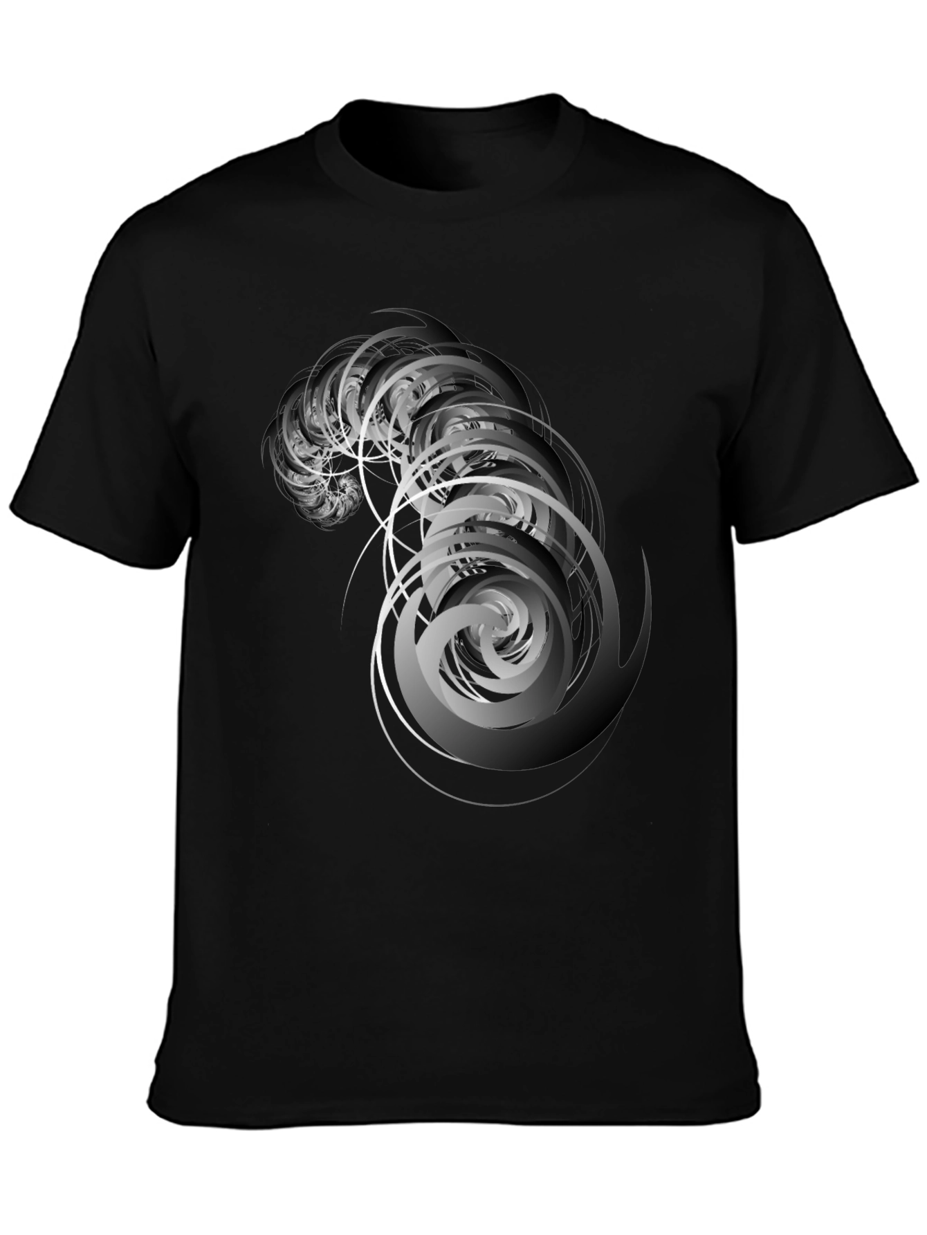 Abstract Spiral Graphic Tee - Stylish Mens Black T-Shirt