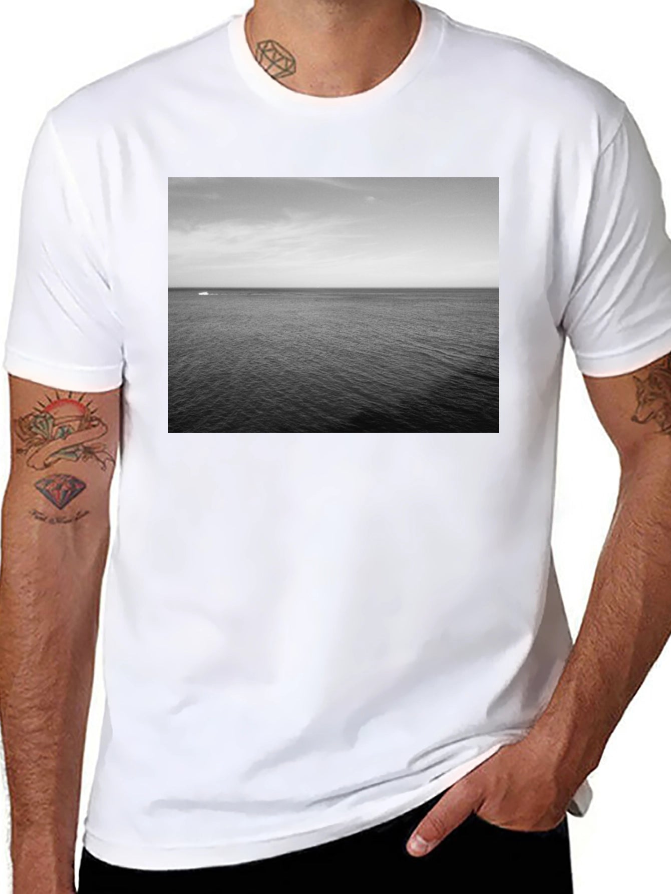 Ocean View Graphic Tee - Black Casual Shirt