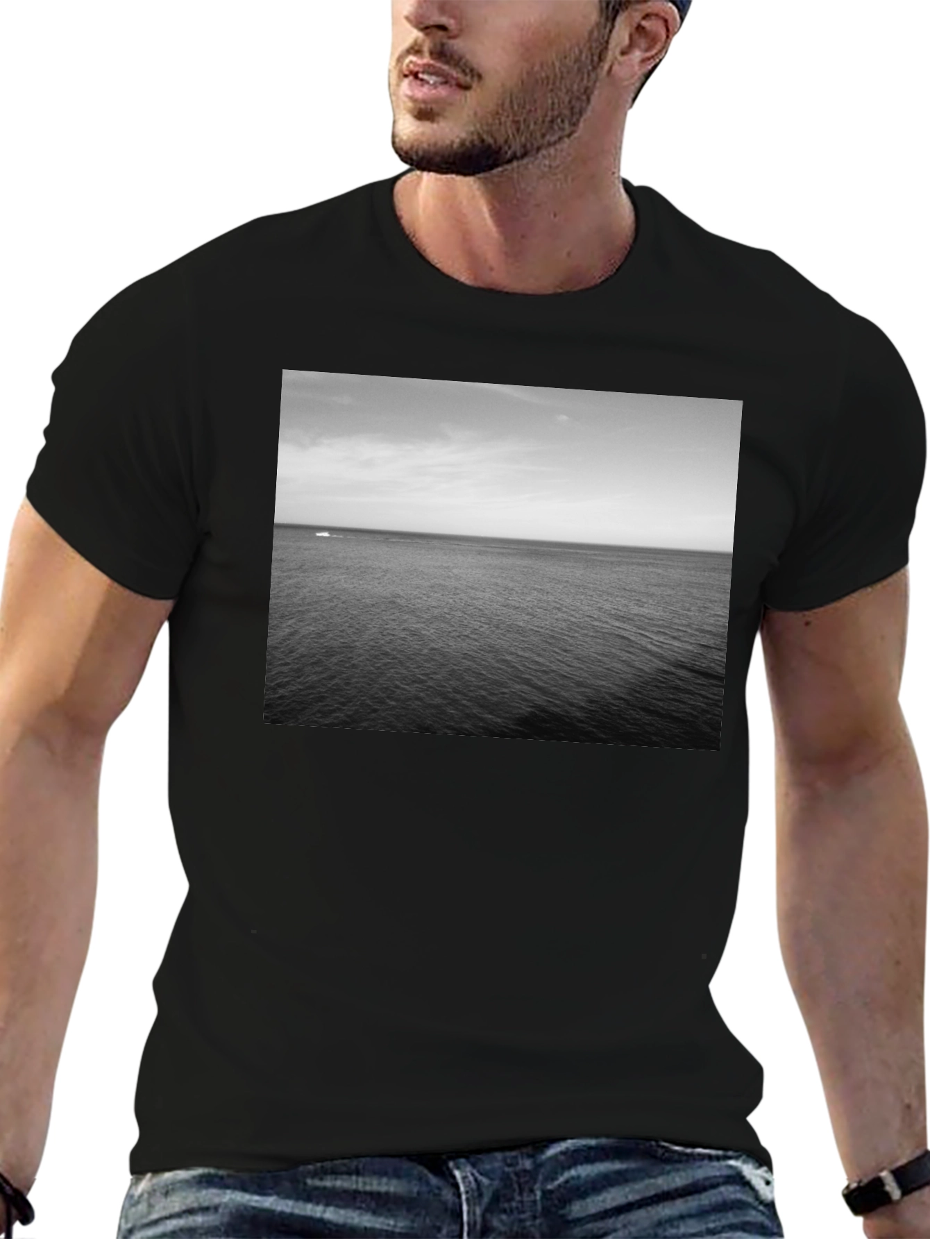 Ocean View Graphic Tee - Black Casual Shirt