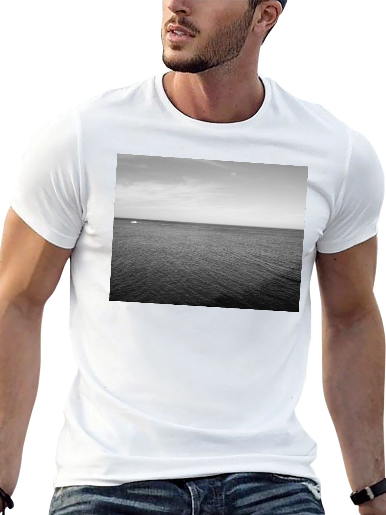 Ocean View Graphic Tee - Black Casual Shirt
