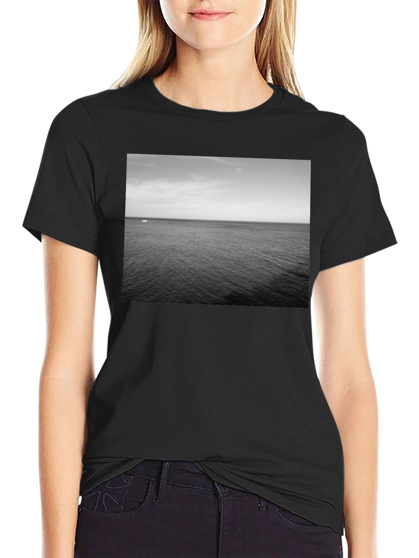 Ocean View Graphic Tee - Black Casual Shirt