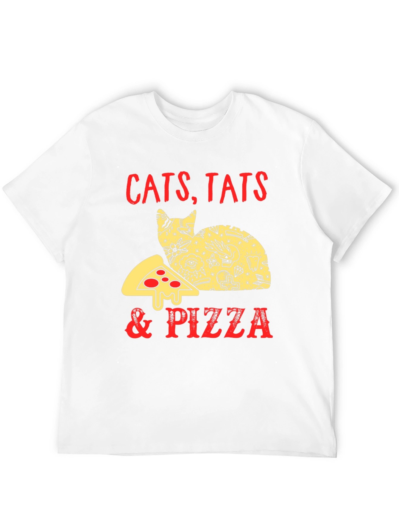 Cats Tats Pizza T-Shirt - Unique Graphic Tee
