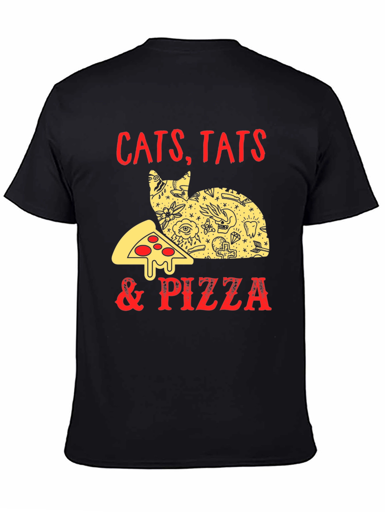 Cats Tats Pizza T-Shirt - Unique Graphic Tee