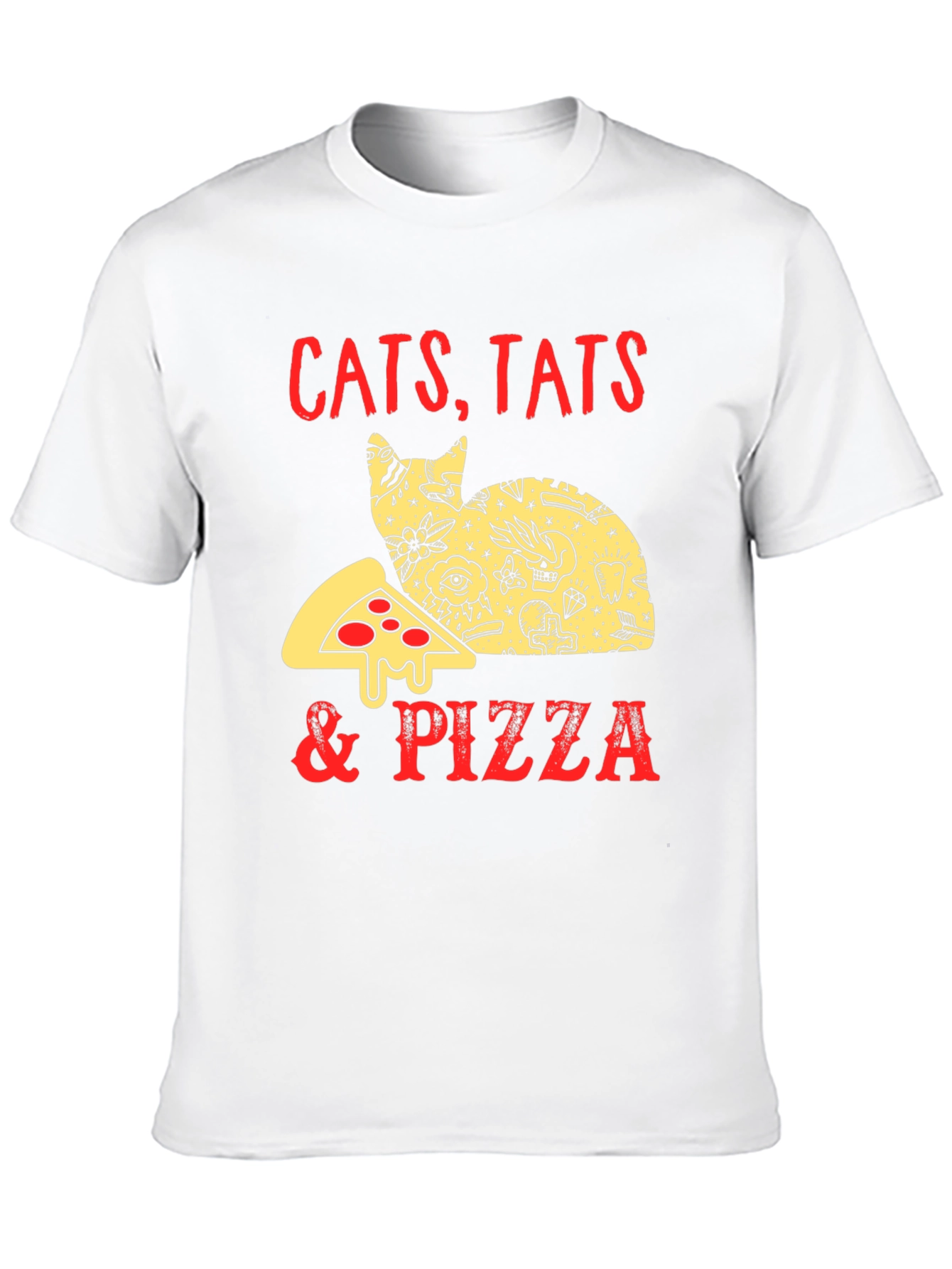 Cats Tats Pizza T-Shirt - Unique Graphic Tee