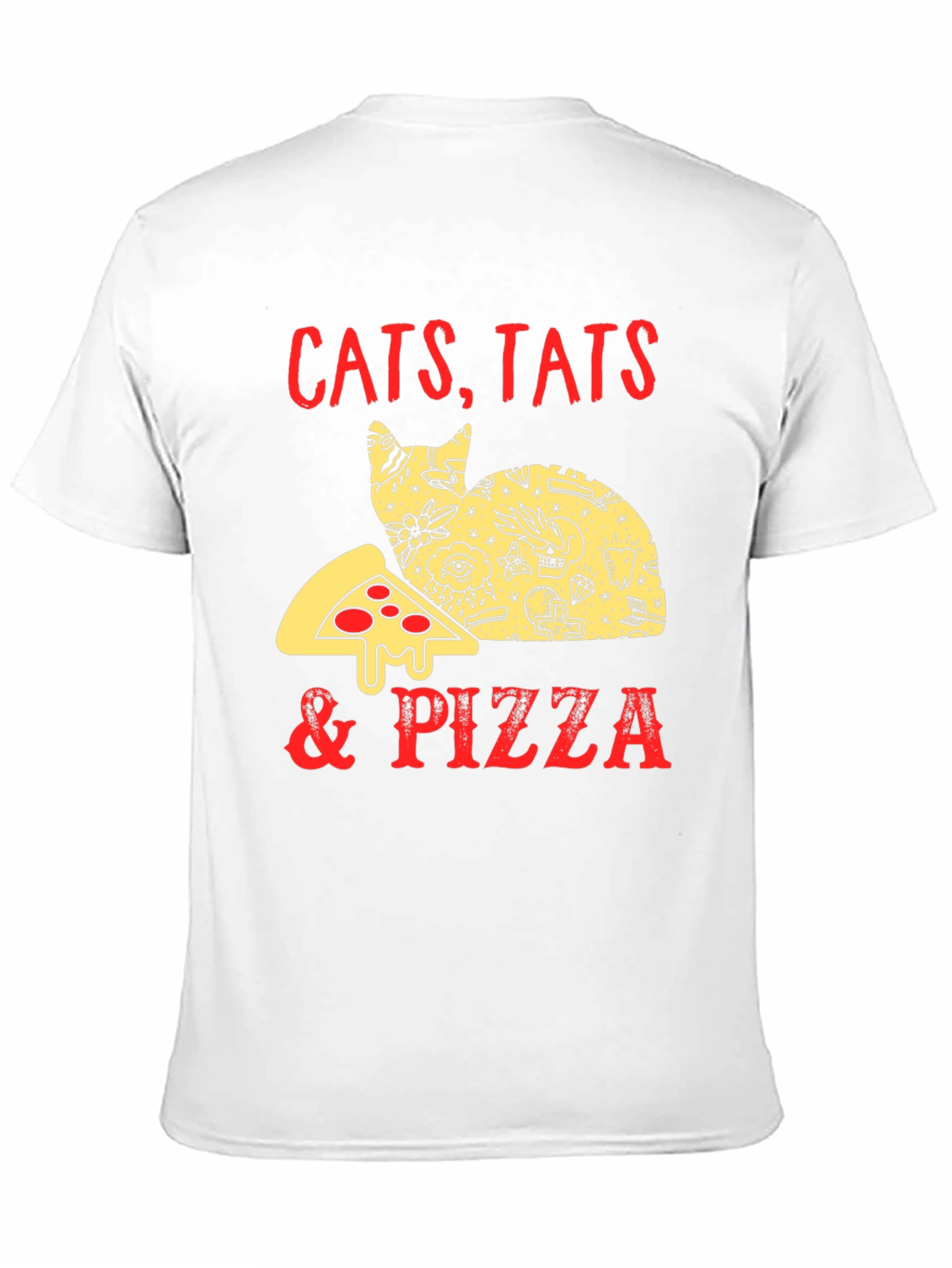 Cats Tats Pizza T-Shirt - Unique Graphic Tee
