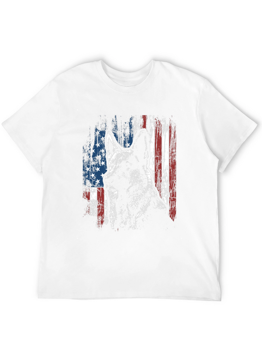 German Shepherd American Flag T-Shirt