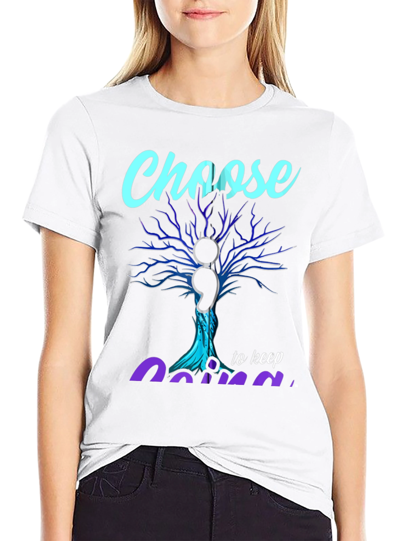 Choose to Keep Going Semicolon Mental Health T-Shirt