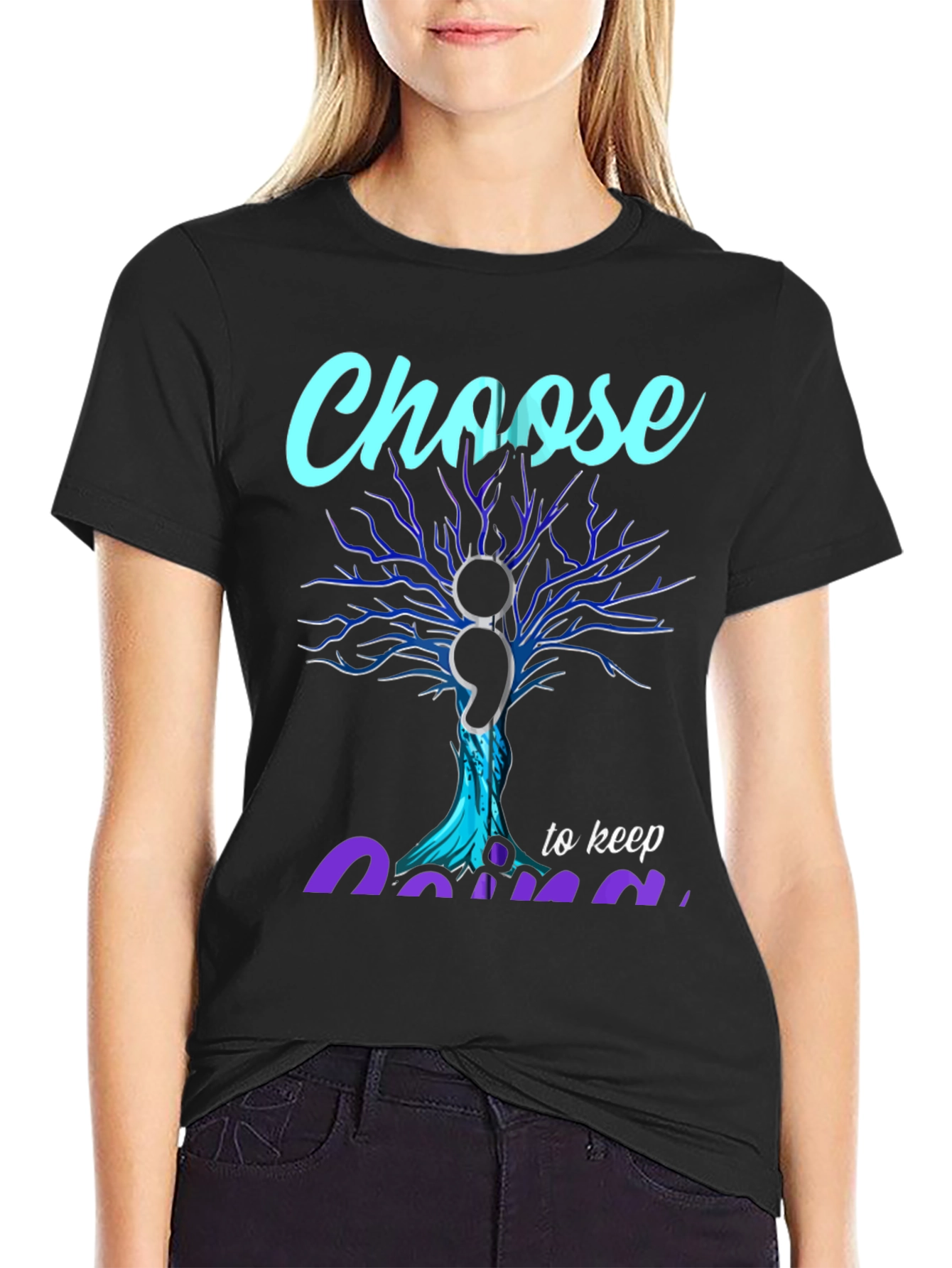 Choose to Keep Going Semicolon Mental Health T-Shirt