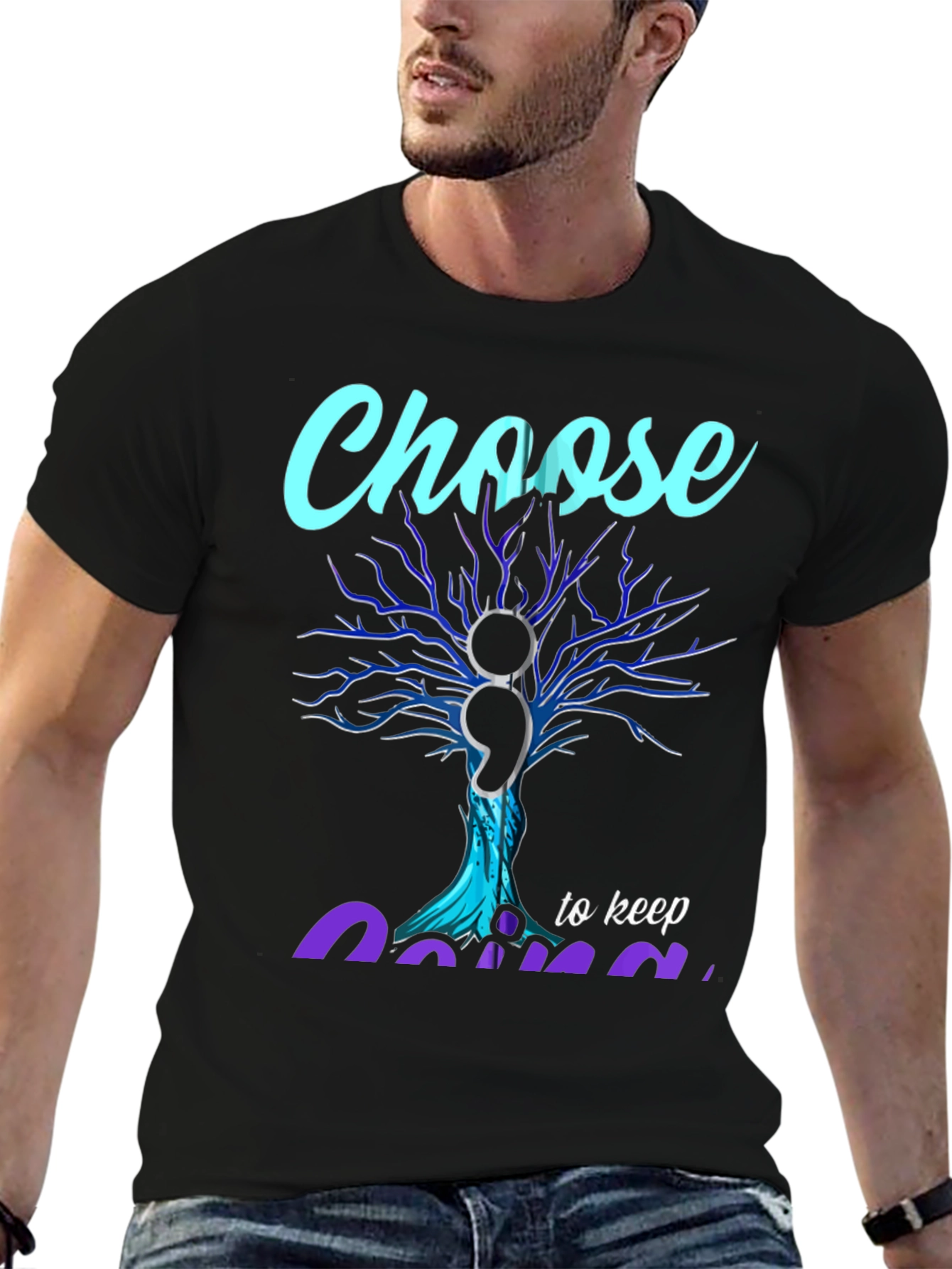 Choose to Keep Going Semicolon Mental Health T-Shirt