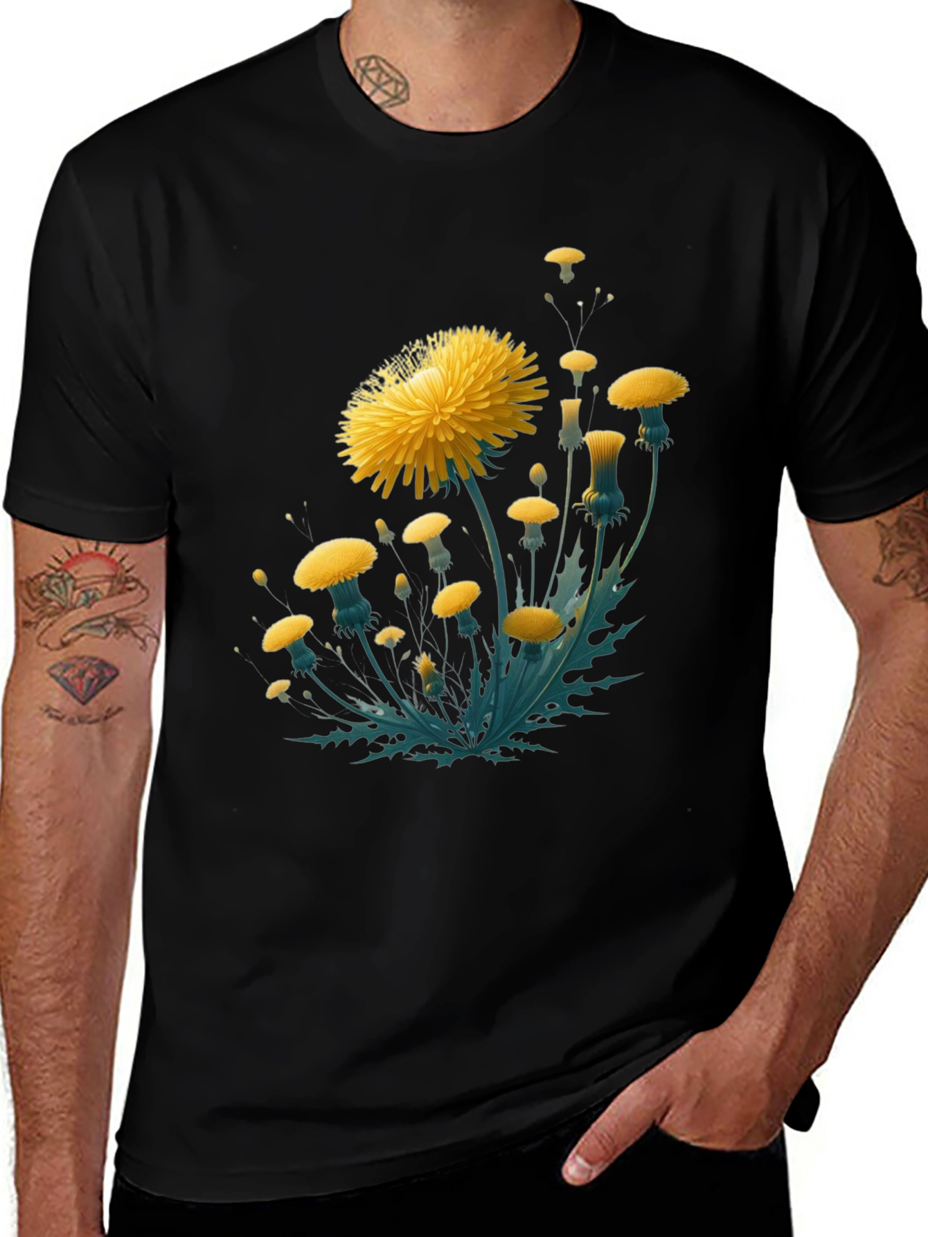 Dandelion Graphic Black T-Shirt