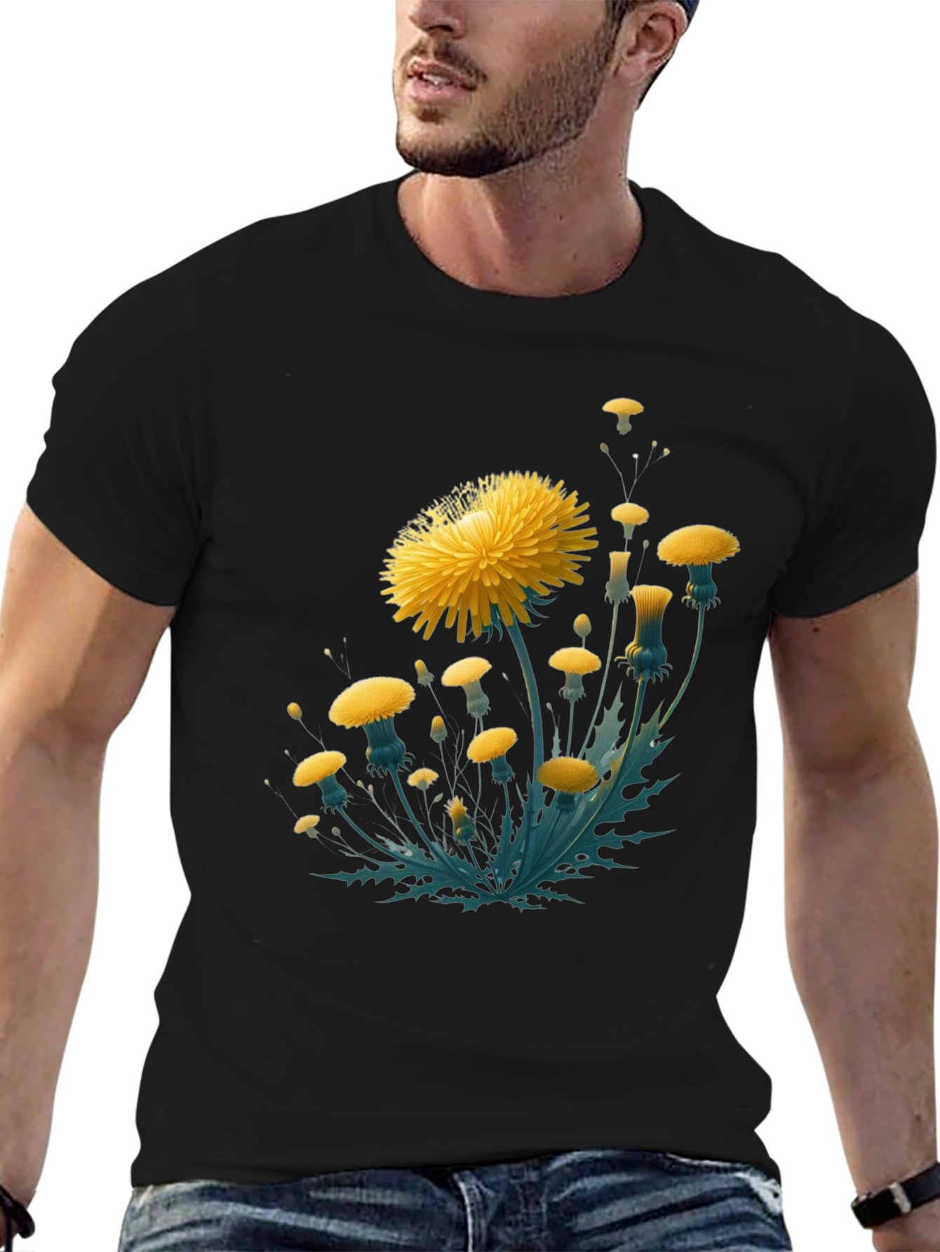Dandelion Graphic Black T-Shirt