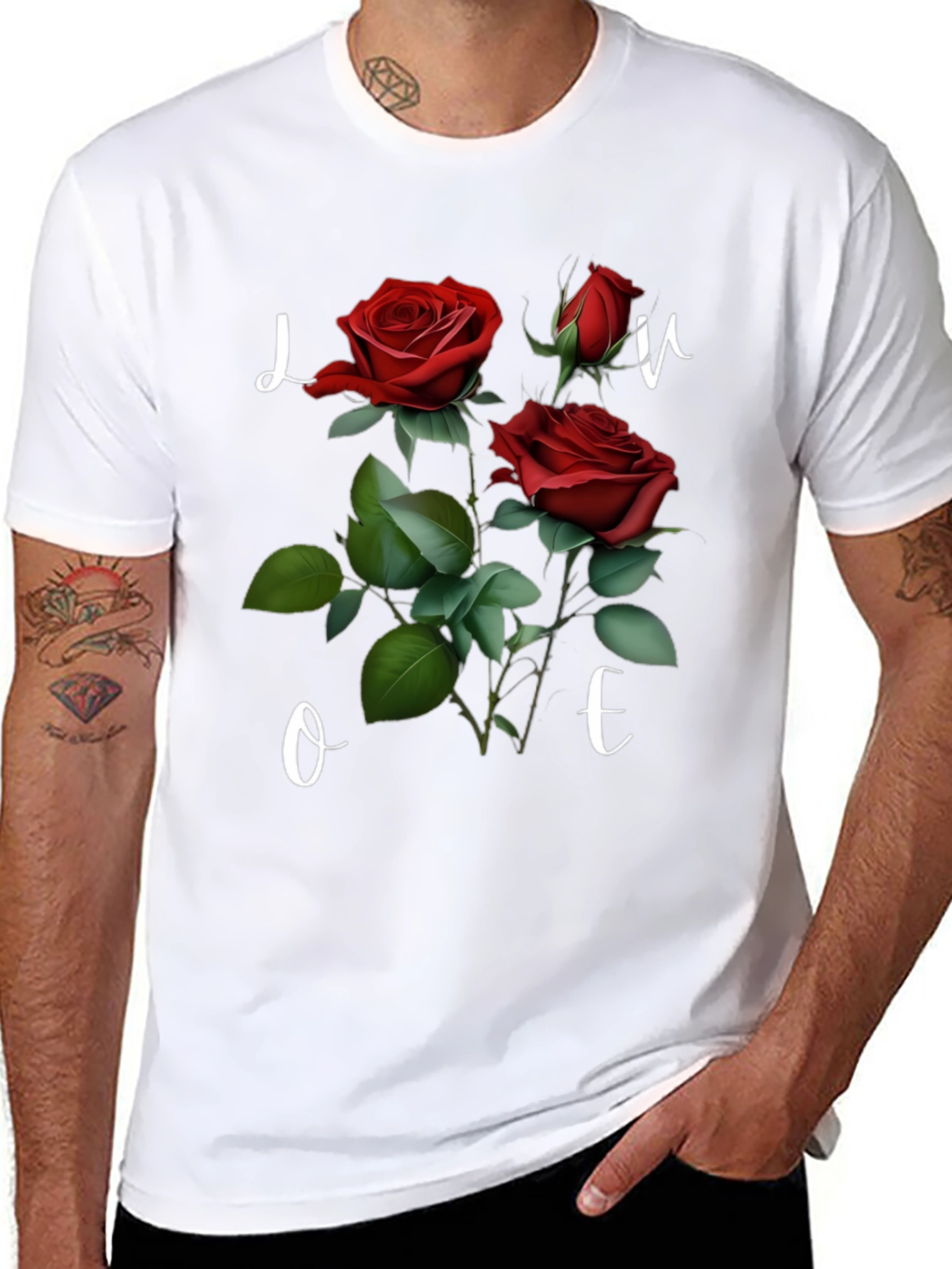Floral Love T-Shirt - Romantic Red Roses