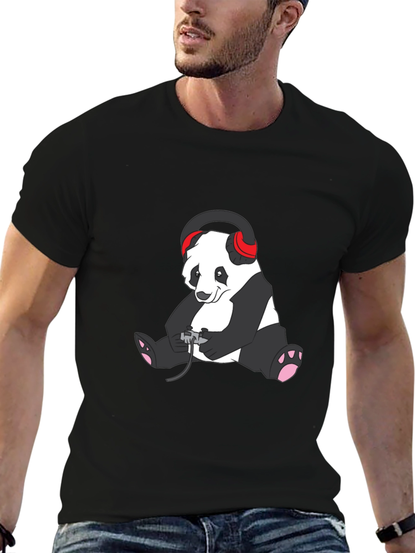 Gamer Panda T-Shirt - Black
