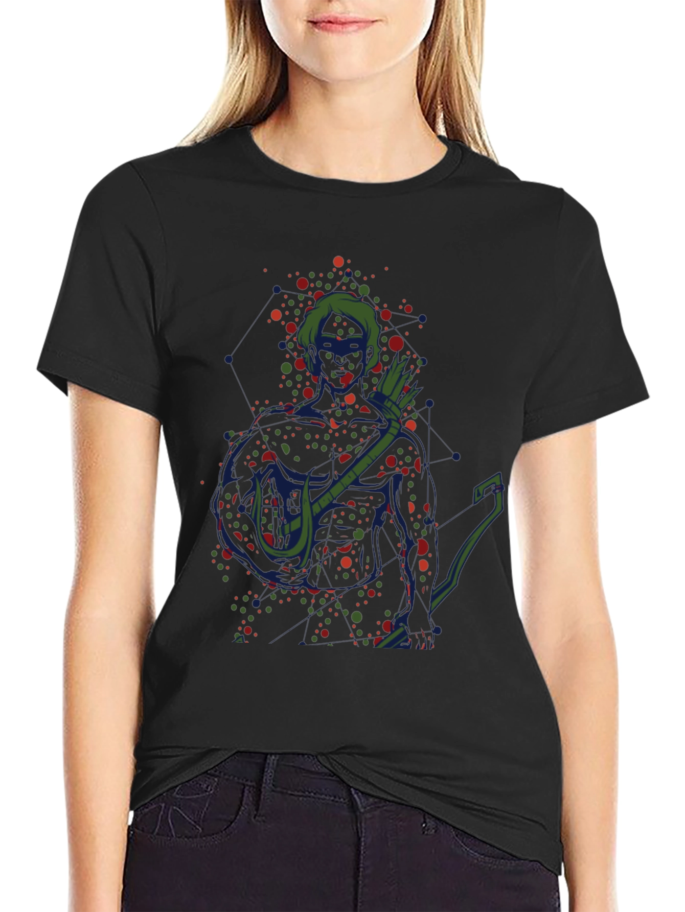 Green Arrow Art T-Shirt - Black
