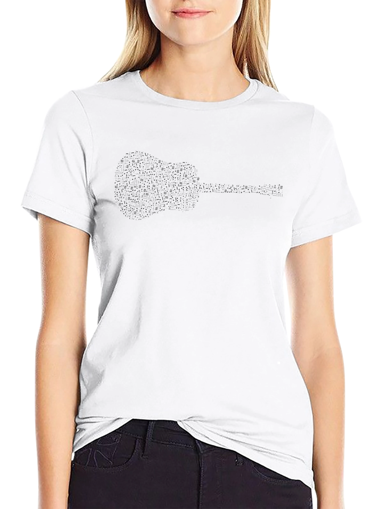 Guitar Silhouette Mens Black T-Shirt