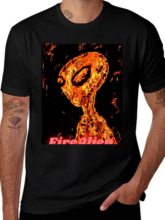Fiery Alien Graphic T-Shirt - Black